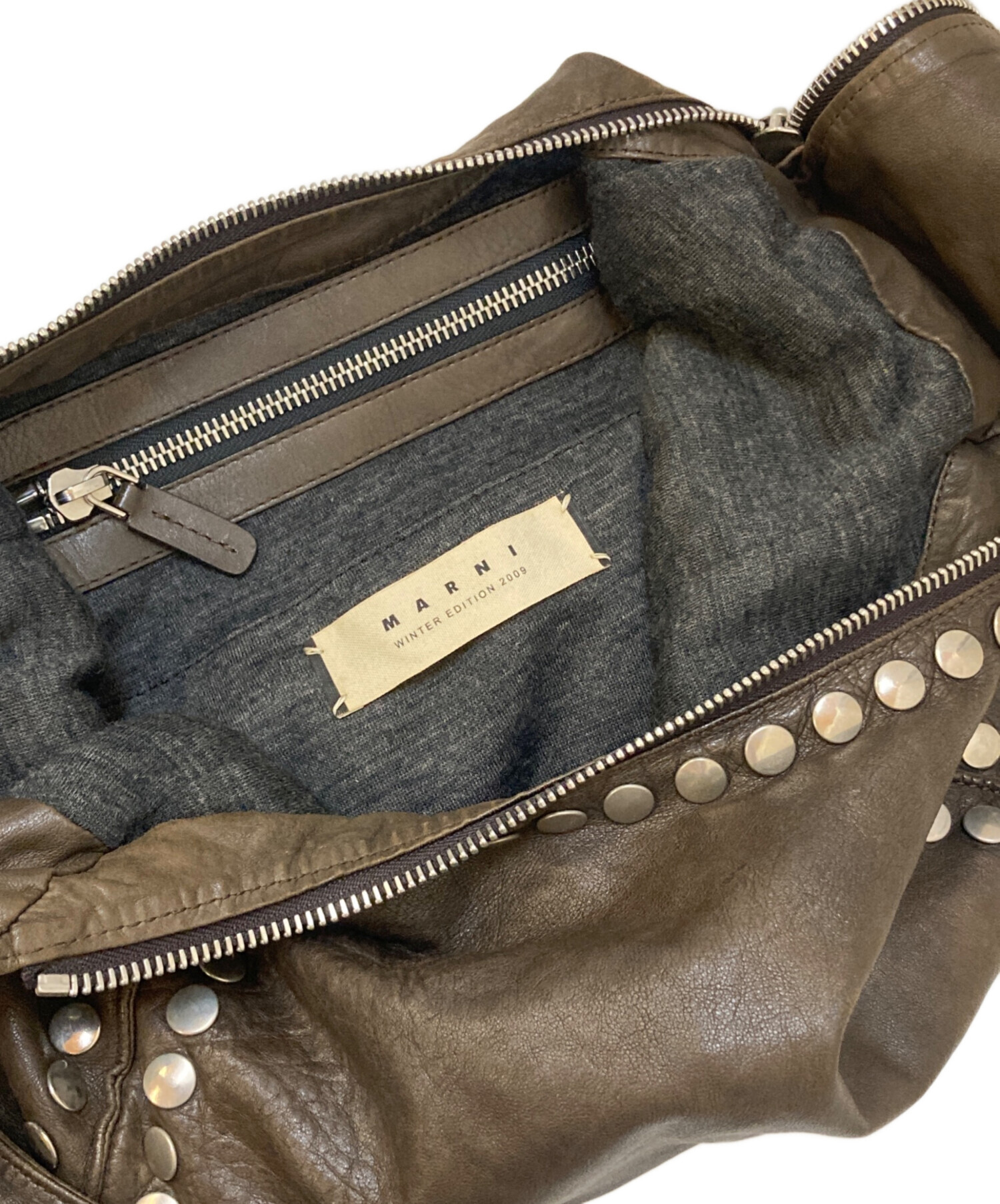 中古・古着通販】MARNI (マルニ) スタッズ Wジップ レザーショルダー