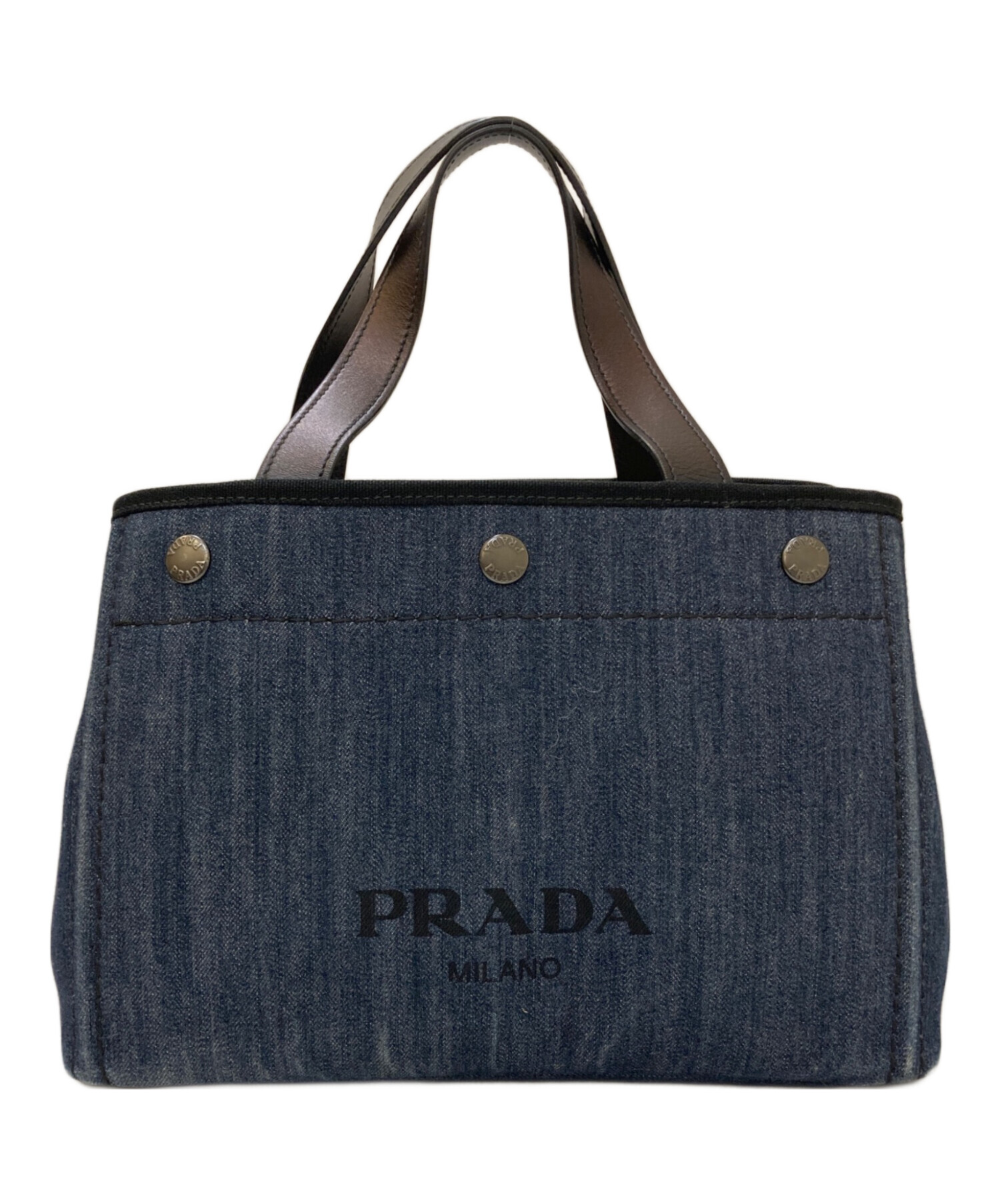 中古・古着通販】PRADA (プラダ) デニムシティカーフ ハンドバッグ 