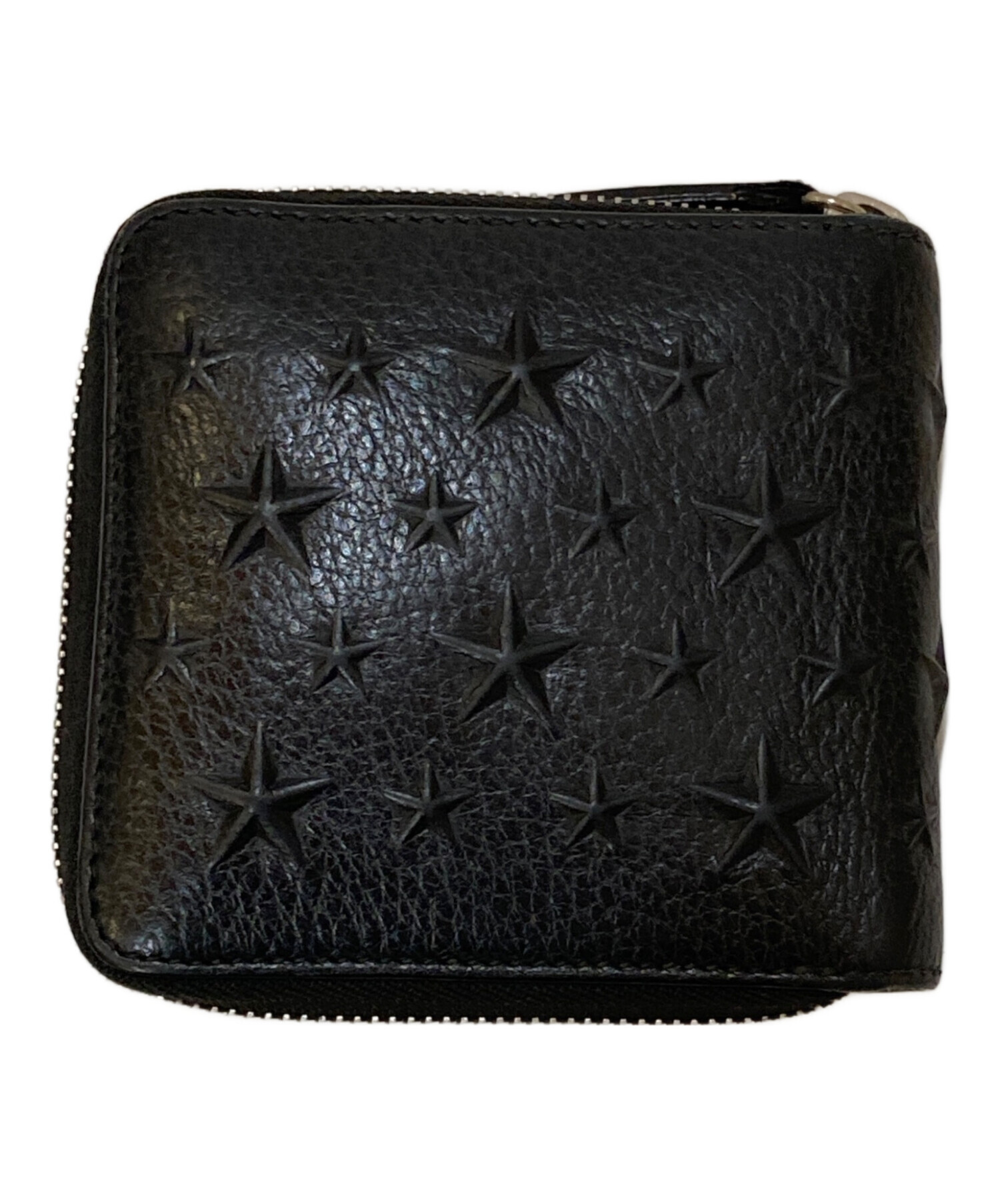 【美品】ジミーチュウ　オールブラック　スタッズ　ラウンドジップウォレット 中古・古着通販】JIMMY CHOO (ジミーチュウ) ラウンドジップスタッズ