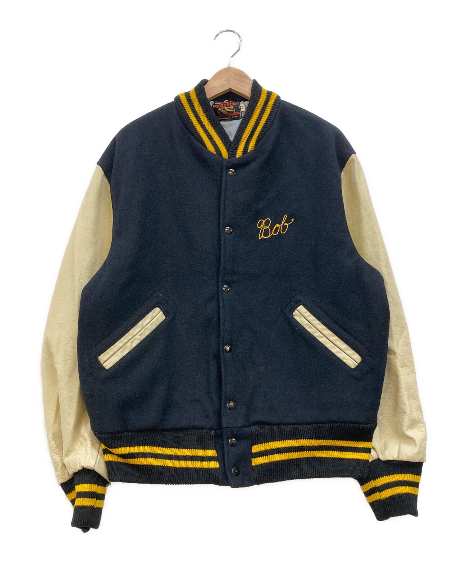 中古・古着通販】SKOOKUM (スクーカム) レザー切替ブルゾン ネイビー