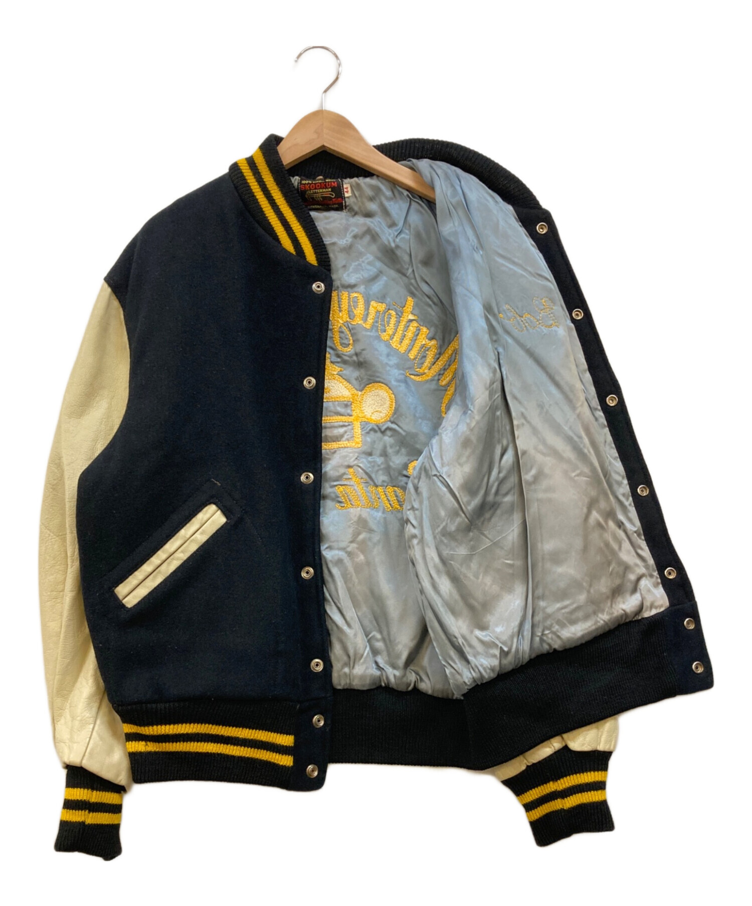 中古・古着通販】SKOOKUM (スクーカム) レザー切替ブルゾン ネイビー