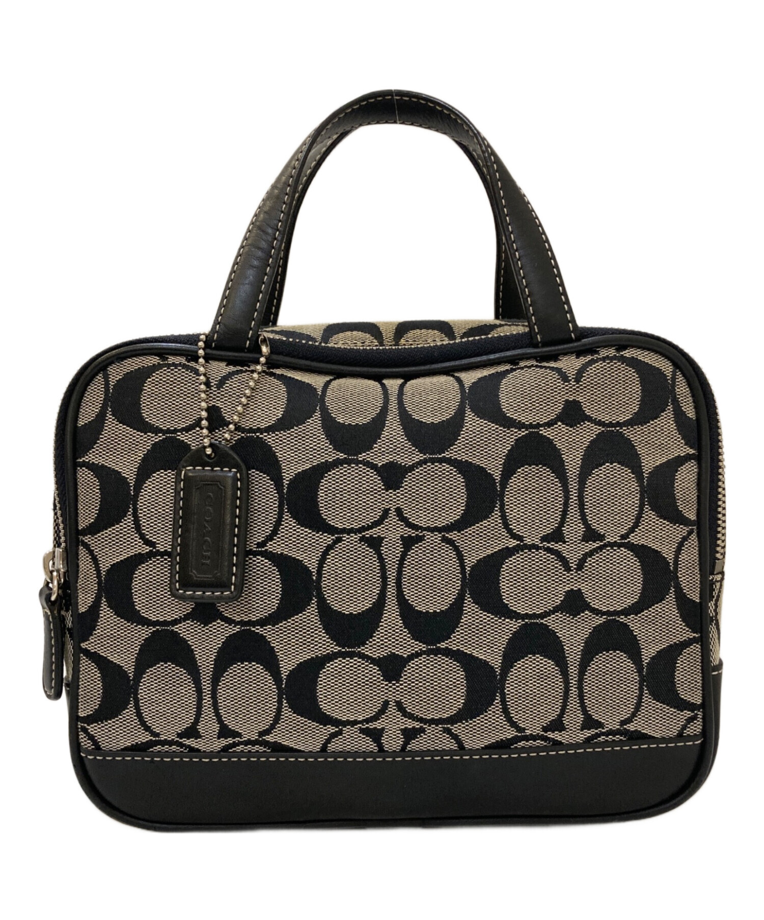 中古・古着通販】COACH (コーチ) シグネチャーミニハンドバッグ グレー 