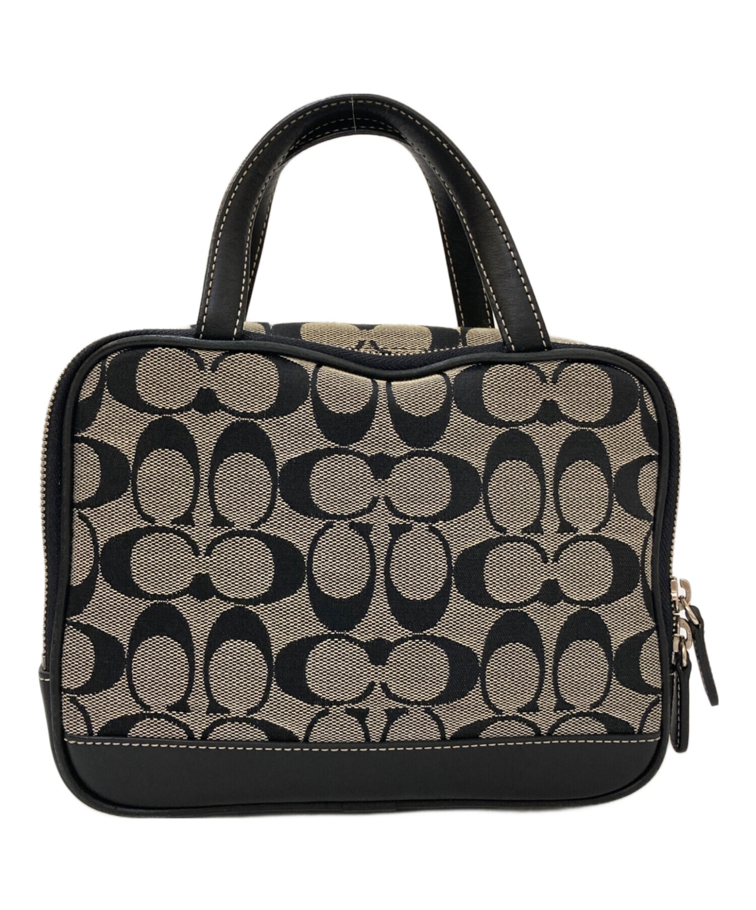 中古・古着通販】COACH (コーチ) シグネチャーミニハンドバッグ グレー 