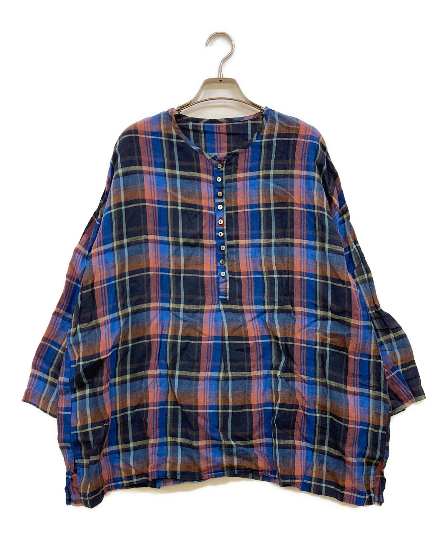 中古・古着通販】nest Robe (ネストローブ) リネンチェックブラウス 