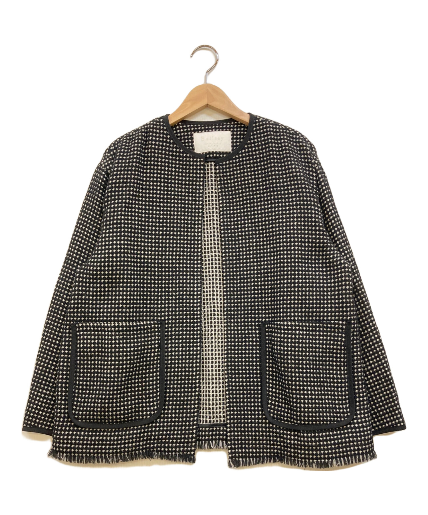 Ballsey】ワッフルツイード ノーカラージャケット ブラック 36 BALLSEY