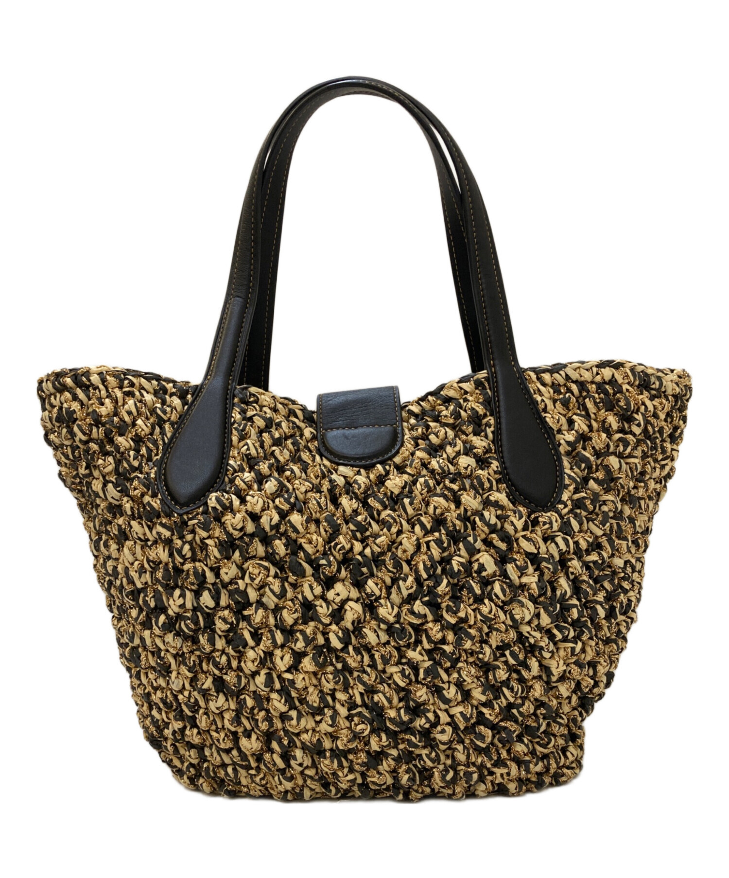 中古・古着通販】COACH (コーチ) ストロー×レザー スモールトート