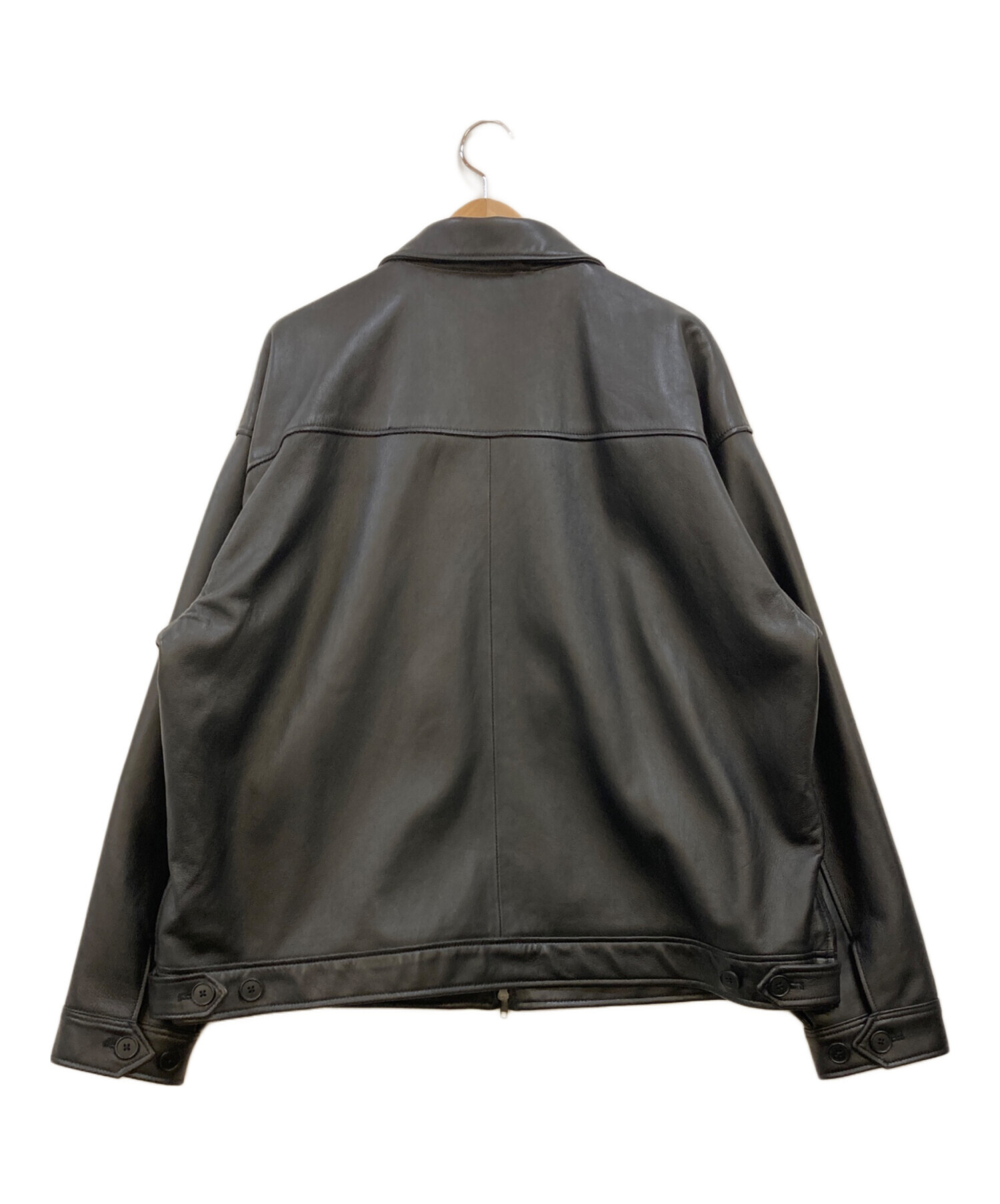 中古・古着通販】BEAMS (ビームス) レザー ジップブルゾン ブラック