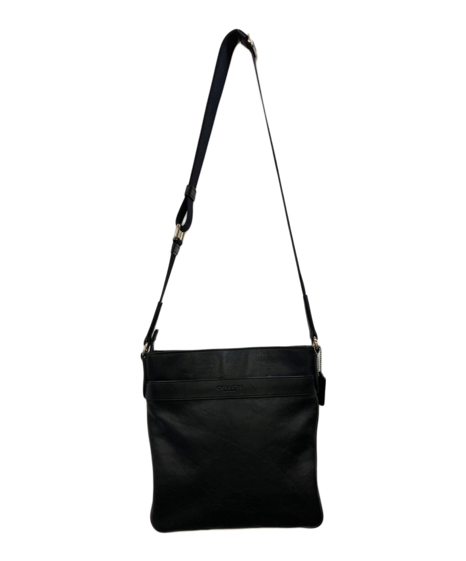 COACH ブラック レザー ショルダーバッグ COACH ブラックレザー ショルダーバッグ