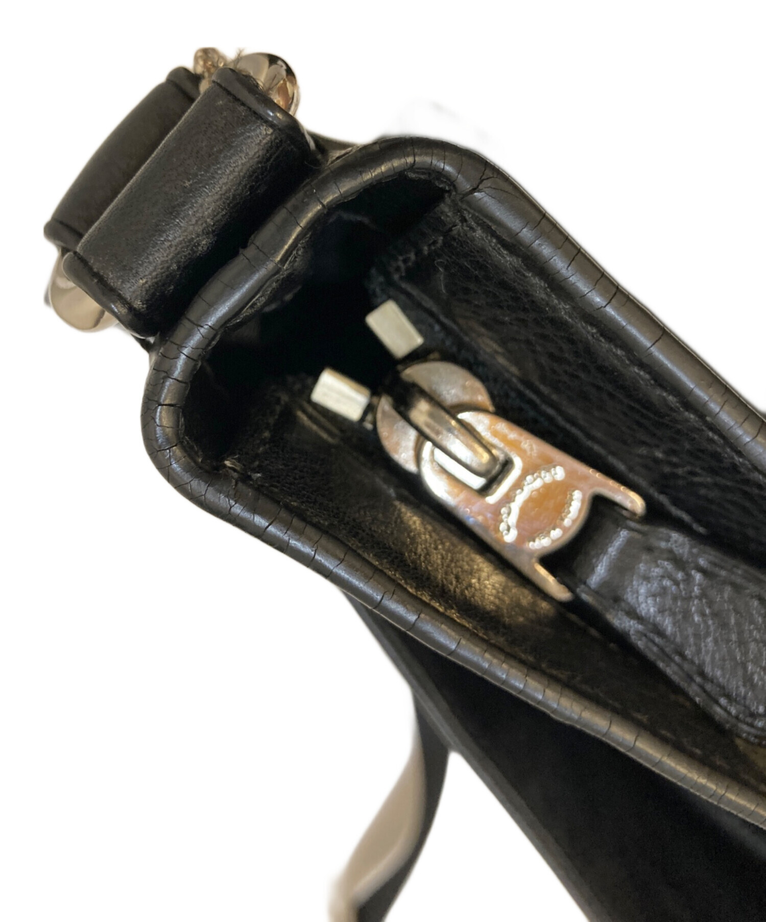 中古・古着通販】COACH (コーチ) レザーショルダーバッグ ブラック