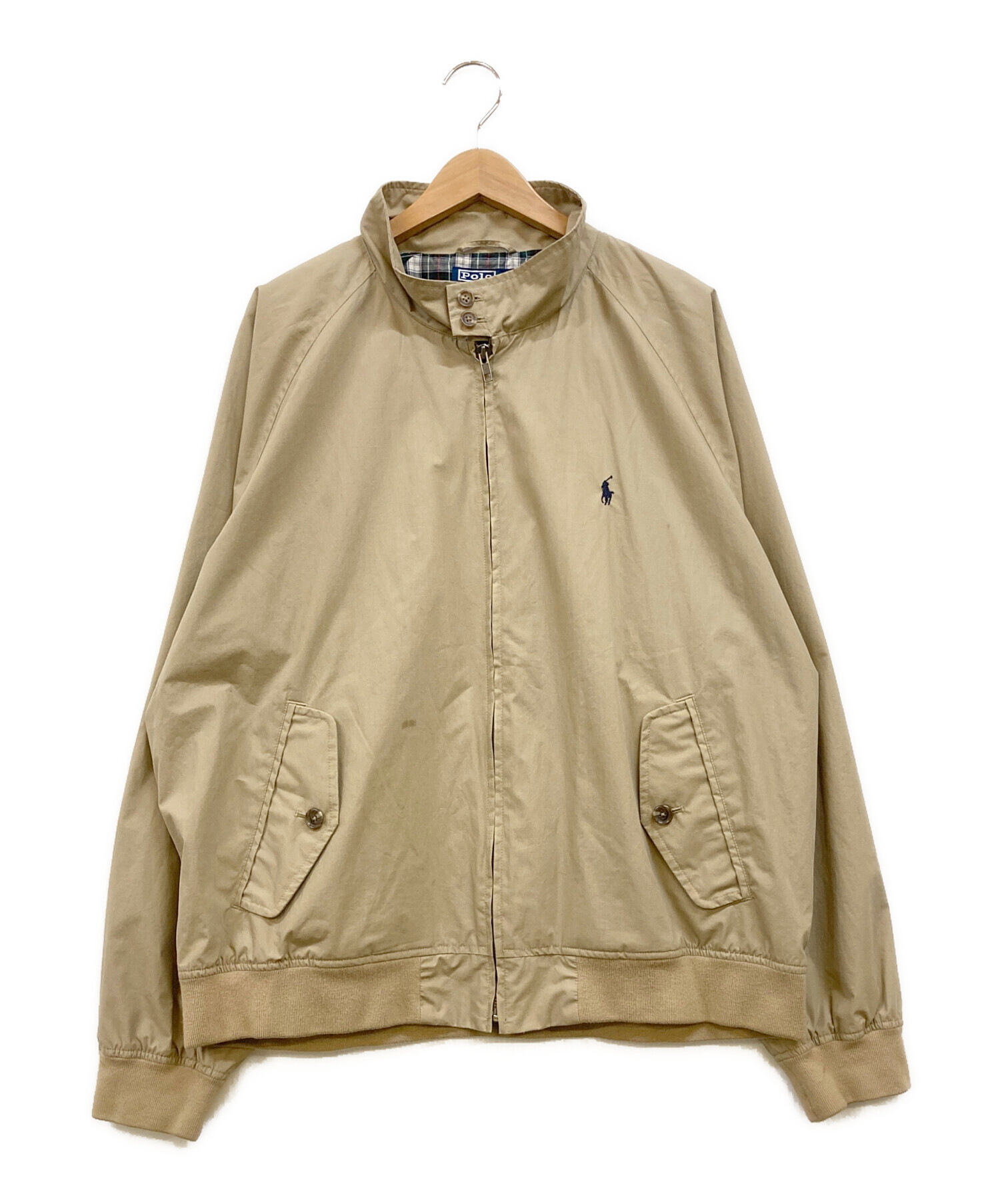 ポロラルフローレン ベージュ チェック ポニー刺繍 スウィングトップ Mサイズ ポロラルフローレン ベージュ チェック ポニー刺繍 スウィング