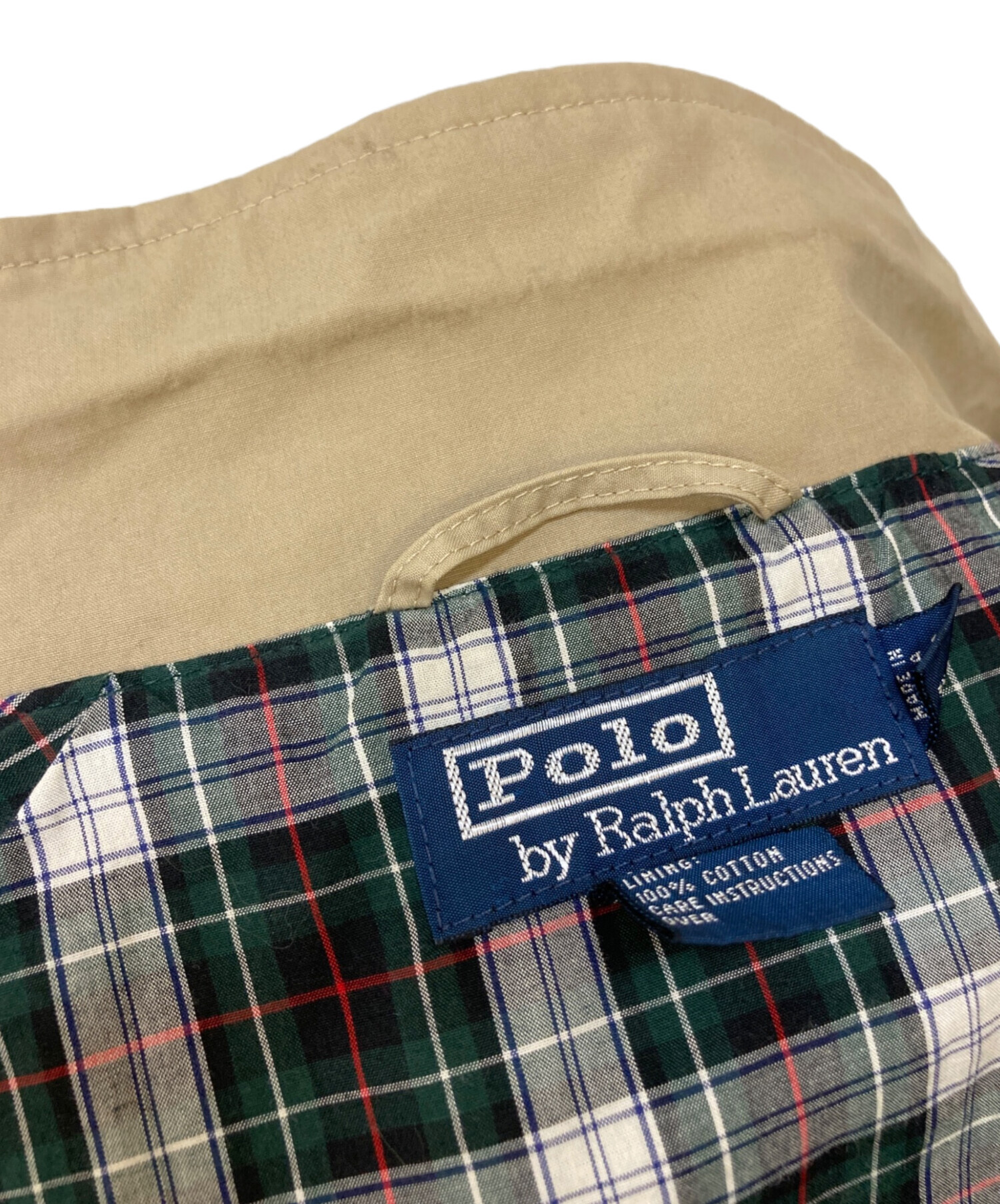 古着 90s ポロ ラルフローレン チェック ナイロンジャケット ベージュ XL 中古・古着通販】POLO RALPH LAUREN (ポロ・ラルフローレン) 裏地