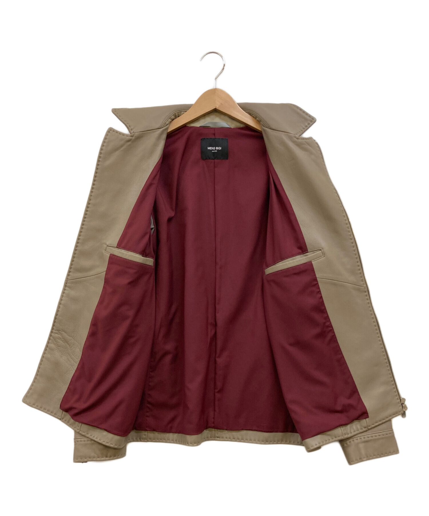 ニ*コ様 メンズ　Bigi カーキ ラムレザー　サイズM 美品 中古・古着通販】MEN'S BIGI (メンズビギ) ラムレザークローム