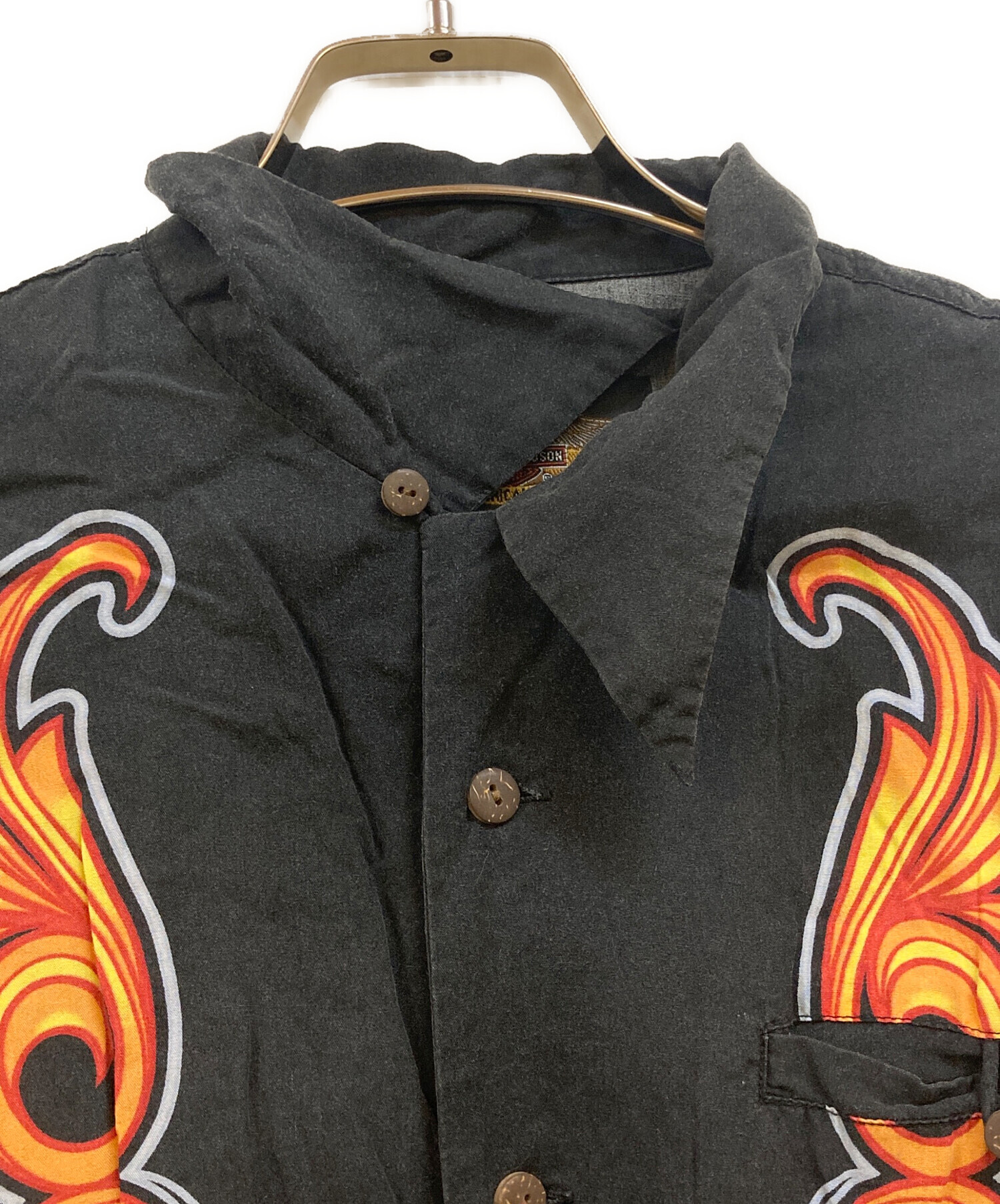 古着 ハーレーダビッドソン Harley-Davidson フルジップ オープンカラー 半袖 ワークシャツ レディースM相当 /eaa544851 Harley-Davidson ハーレーダビッドソン バックロゴ刺繍 開襟 半袖