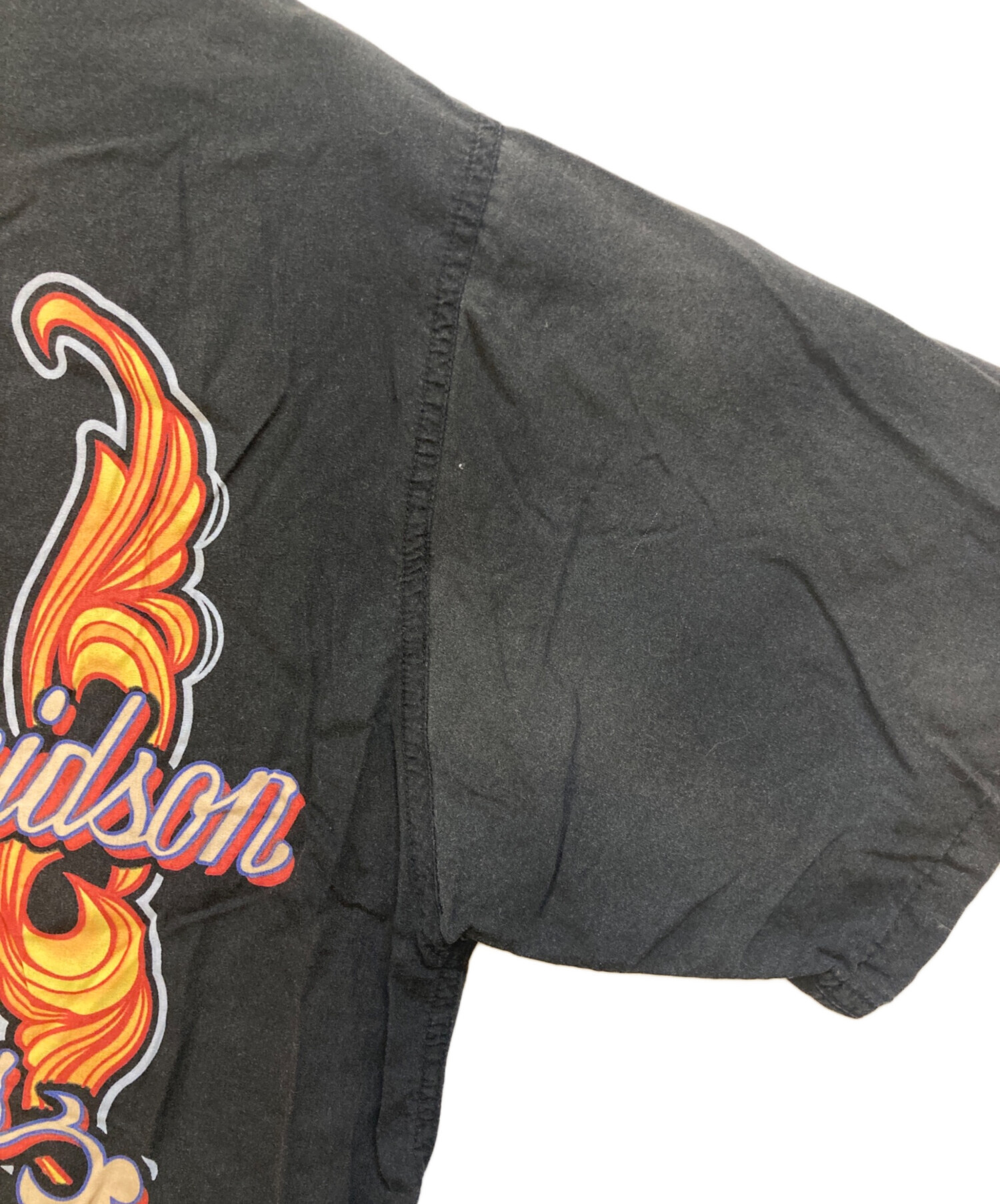 古着 ハーレーダビッドソン Harley-Davidson フルジップ オープンカラー 半袖 ワークシャツ レディースM相当 /eaa544851 Harley Davidson（ハーレー・ダビッドソン） 半袖シャツ 古着