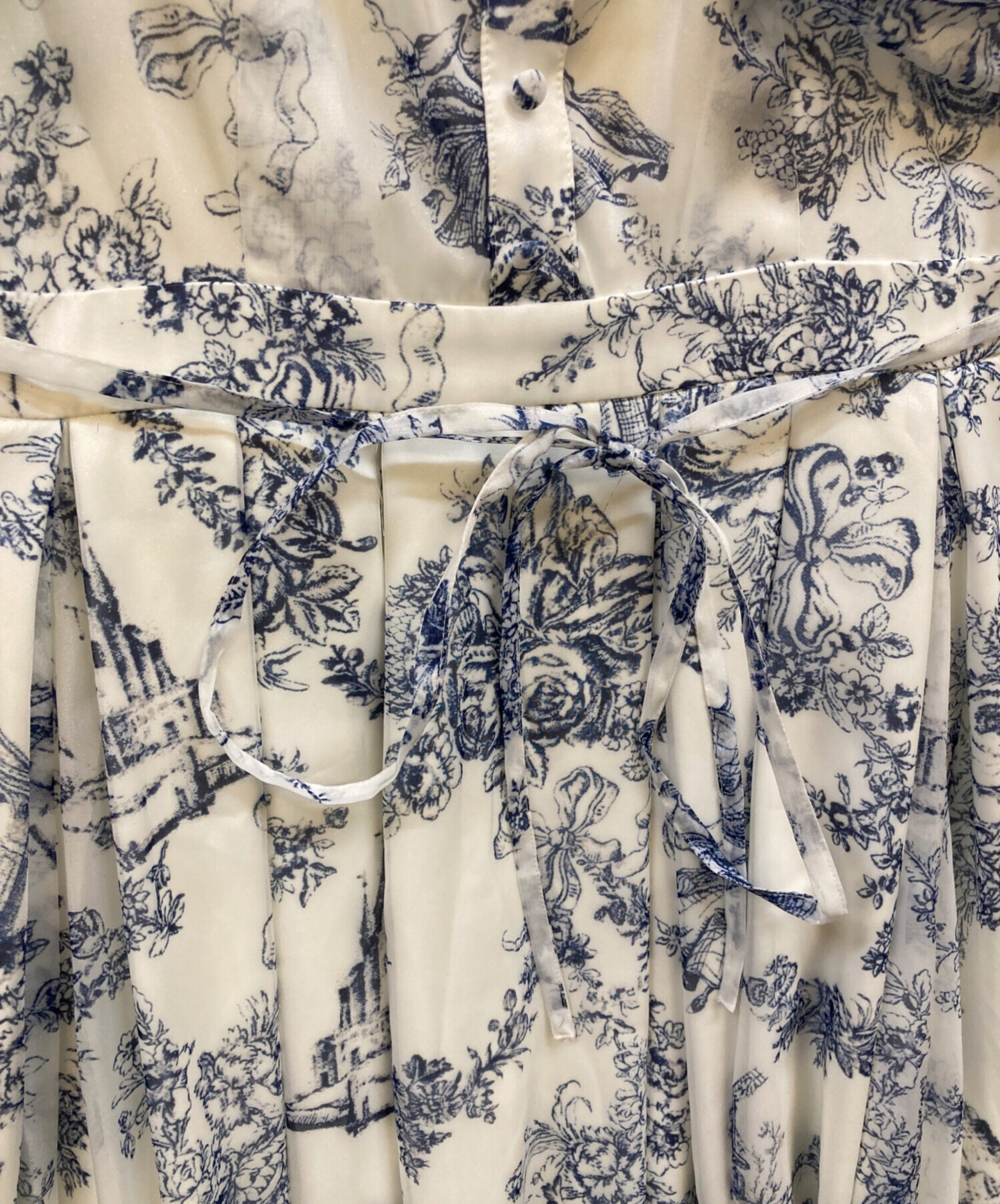 中古・古着通販】riu (リウ) TWIST RIBBON TOILE DE JOUY DRESS ブルー