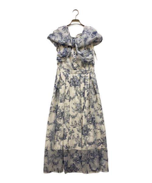 riu リウ ノースリーブ ワンピース ドレス 中古・古着通販】riu (リウ) TWIST RIBBON TOILE DE JOUY DRESS ブルー