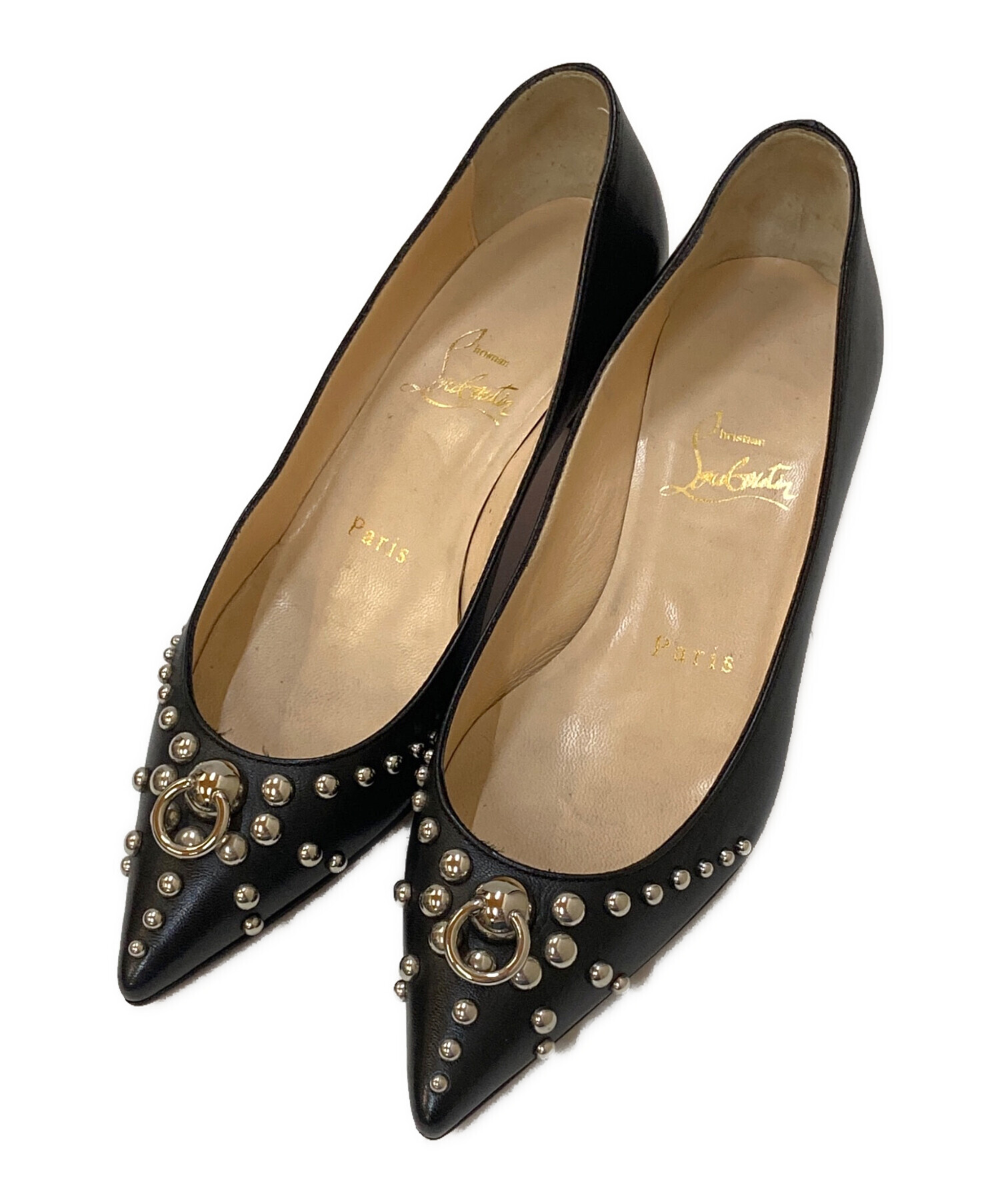 ♡ChristianLouboutin♡スタッズ パンプス♡22.5㎝♡35 Christian Louboutinパンプススタッズ クリア エナメル パンプス