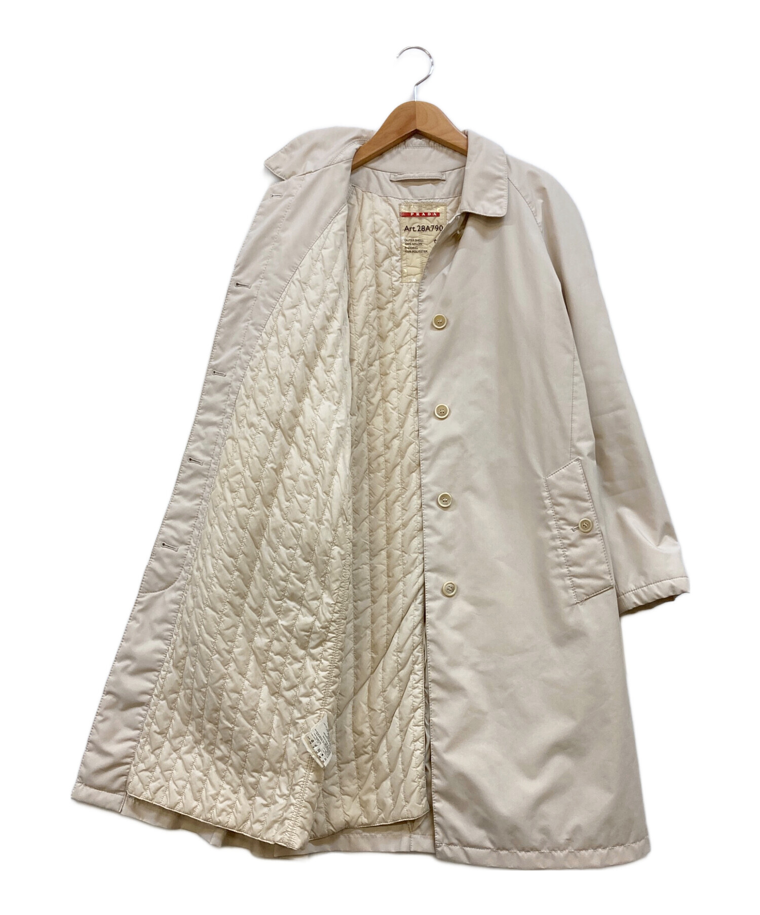 中古・古着通販】PRADA (プラダ) ナイロンステンカラーコート ベージュ