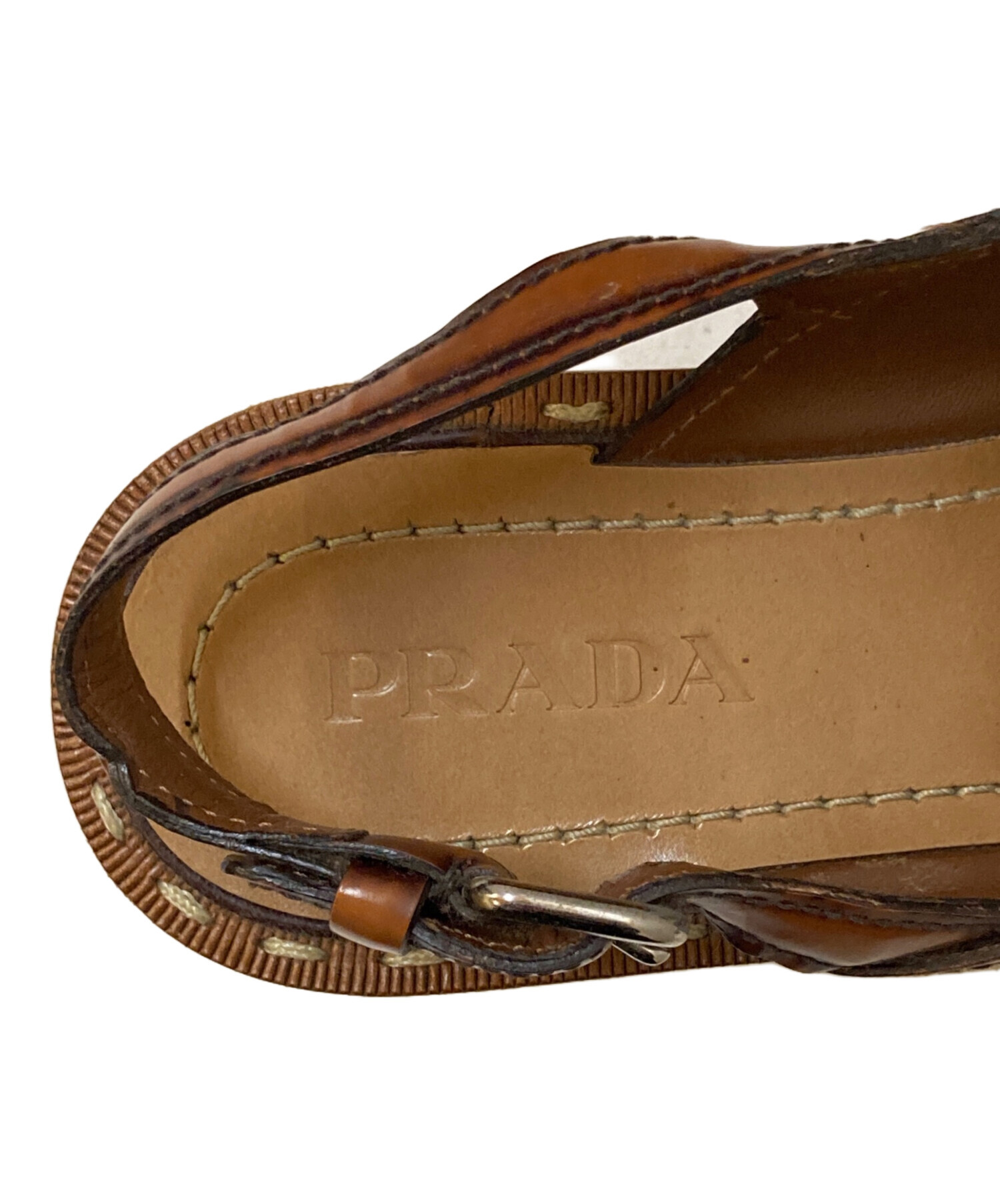 中古・古着通販】PRADA (プラダ) コルクウェッジソールサンダル