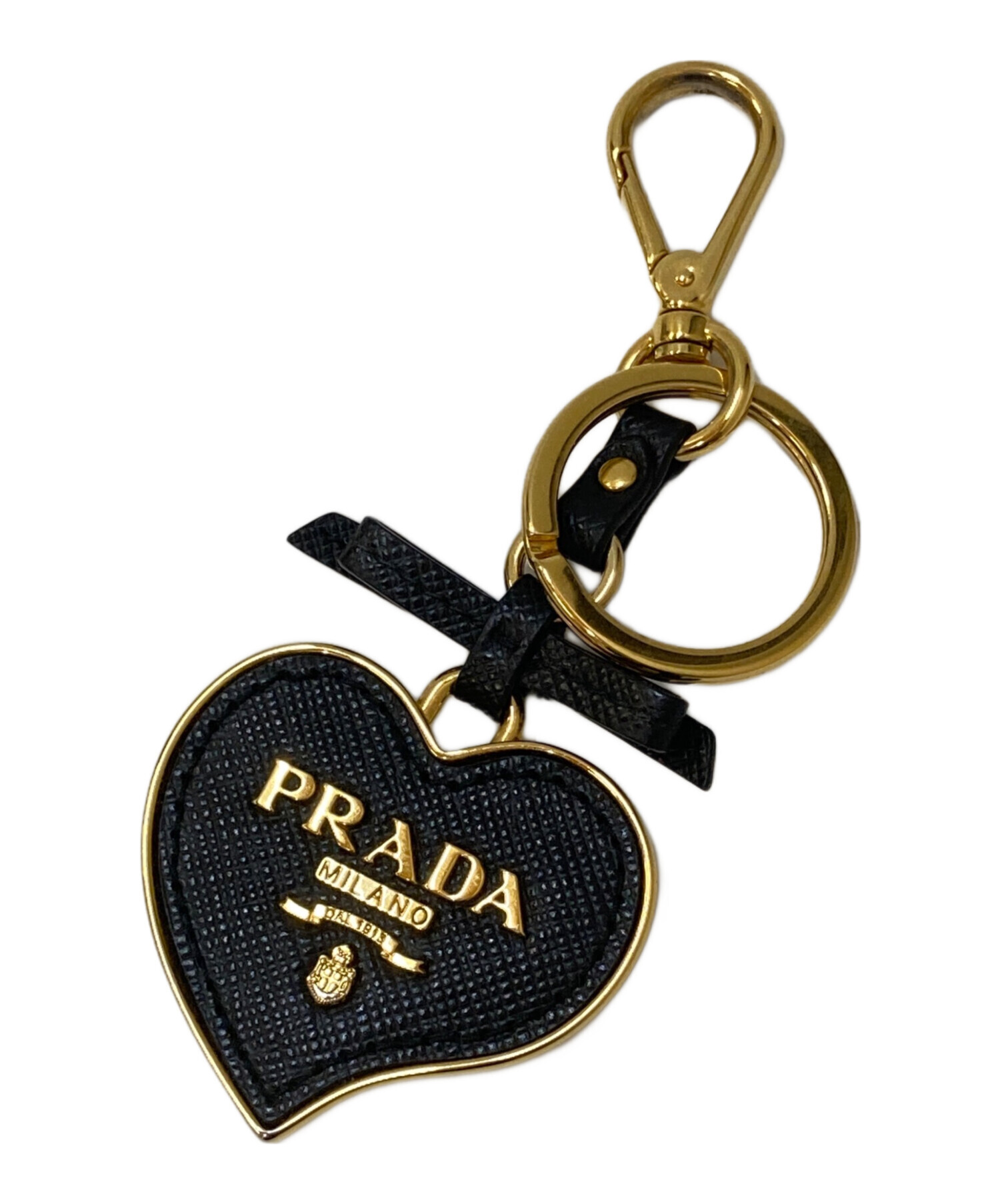 中古・古着通販】PRADA (プラダ) ハートモチーフキーホルダー ブラック