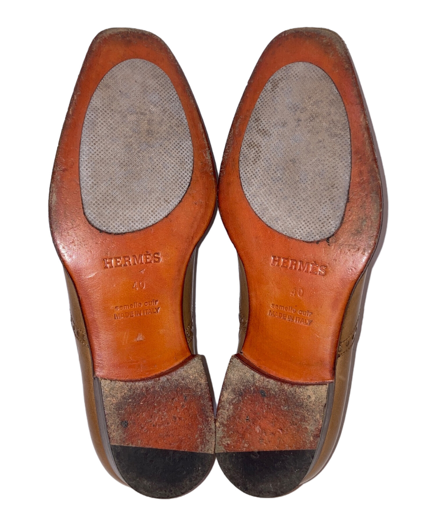中古・古着通販】HERMES (エルメス) ウィングチップ レザースリッポン