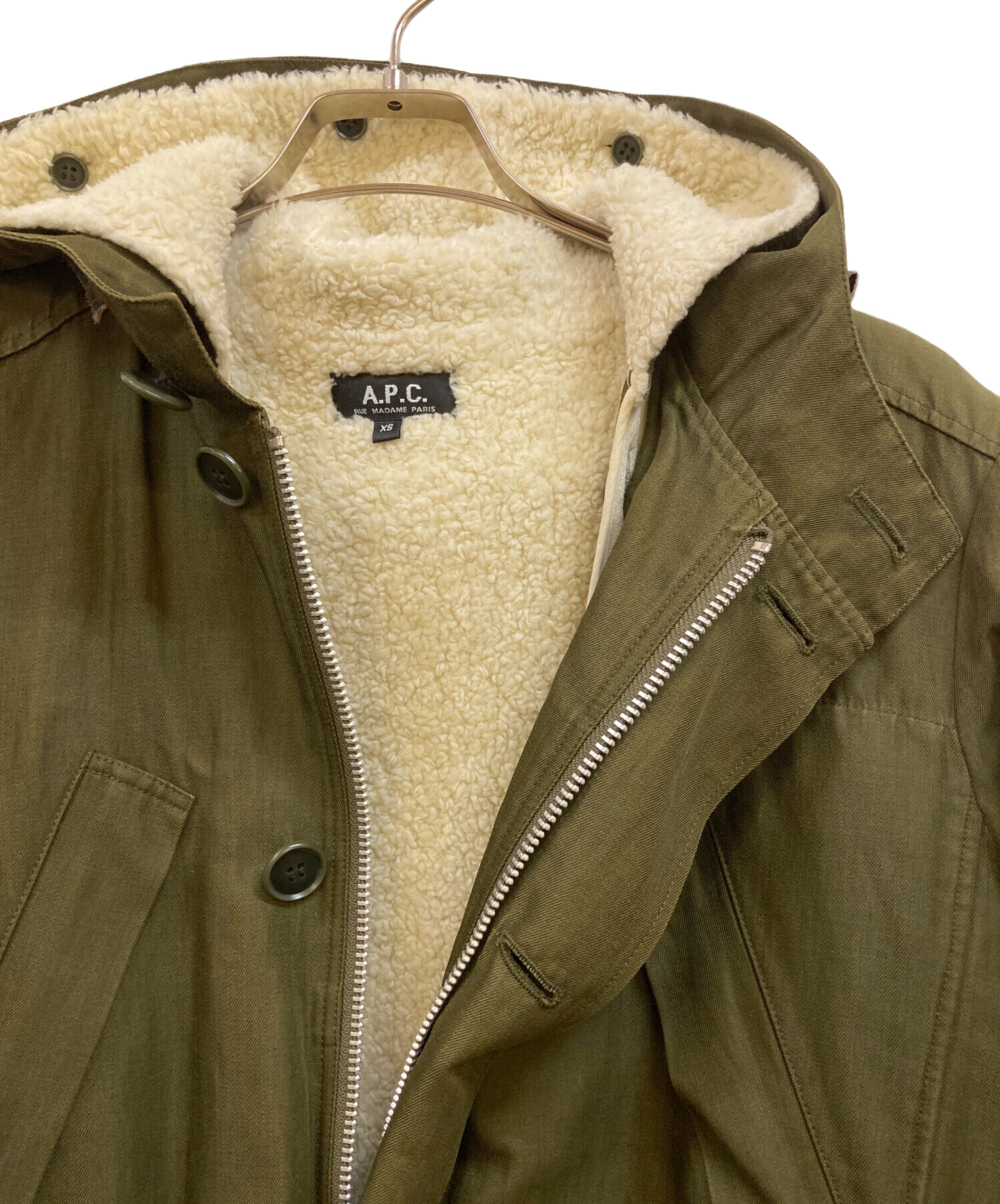 chico様 A.P.C. アーペーセー ボア　モッズコート 中古・古着通販】A.P.C. (アーペーセー) 裏ボアモッズコート オリーブ