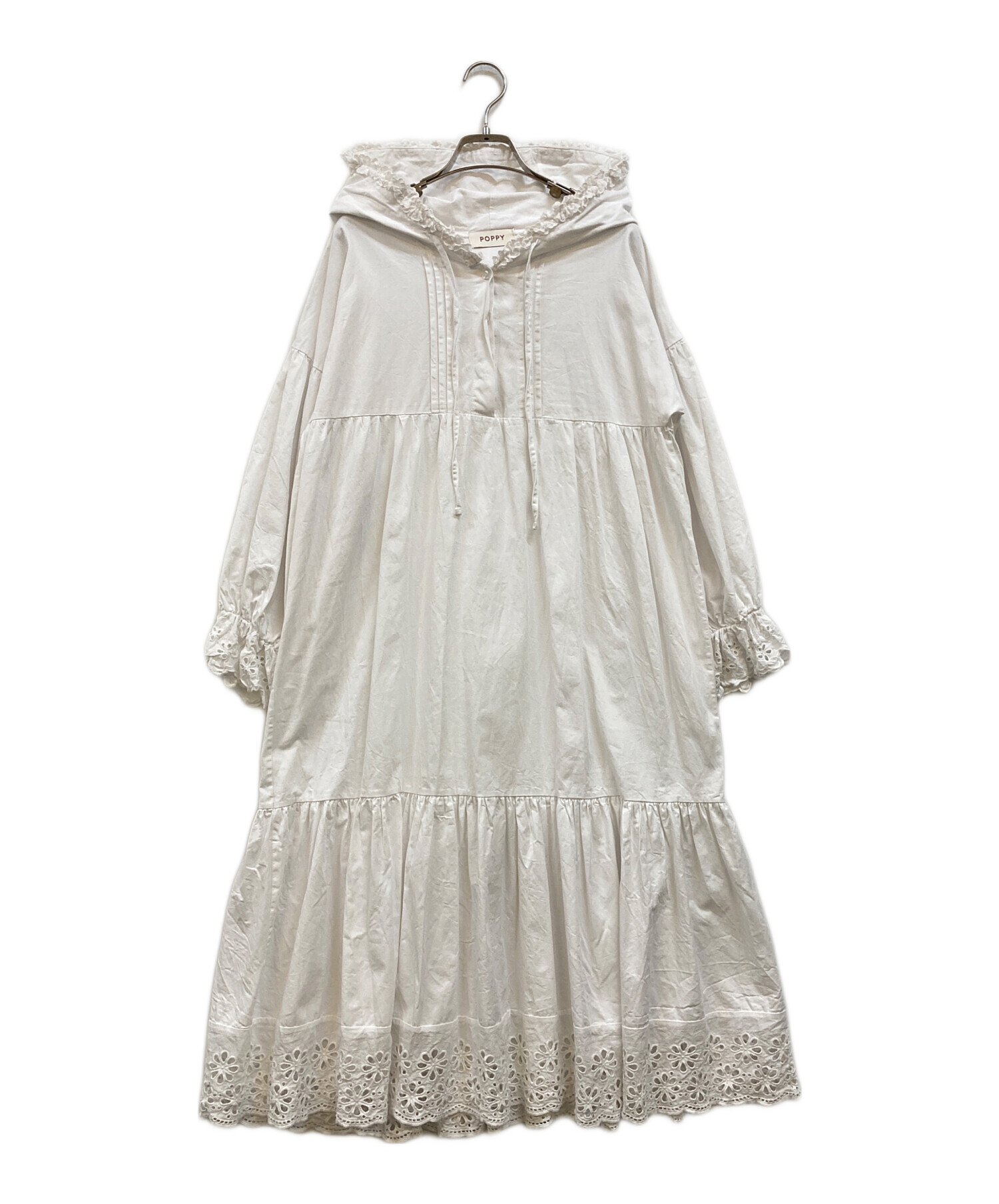 中古・古着通販】POPPY (ポピー) フードティアードワンピース ホワイト