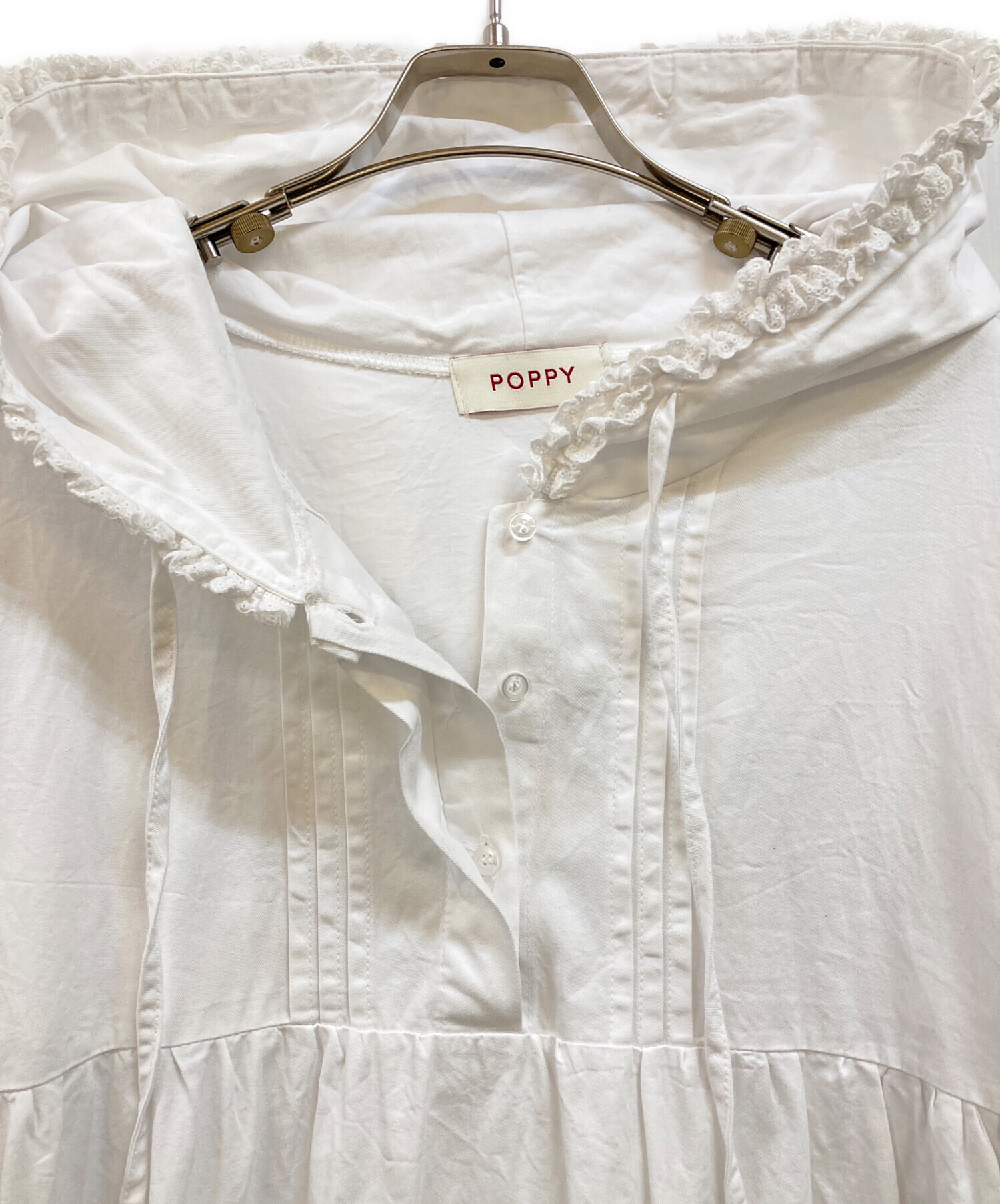 中古・古着通販】POPPY (ポピー) フードティアードワンピース ホワイト