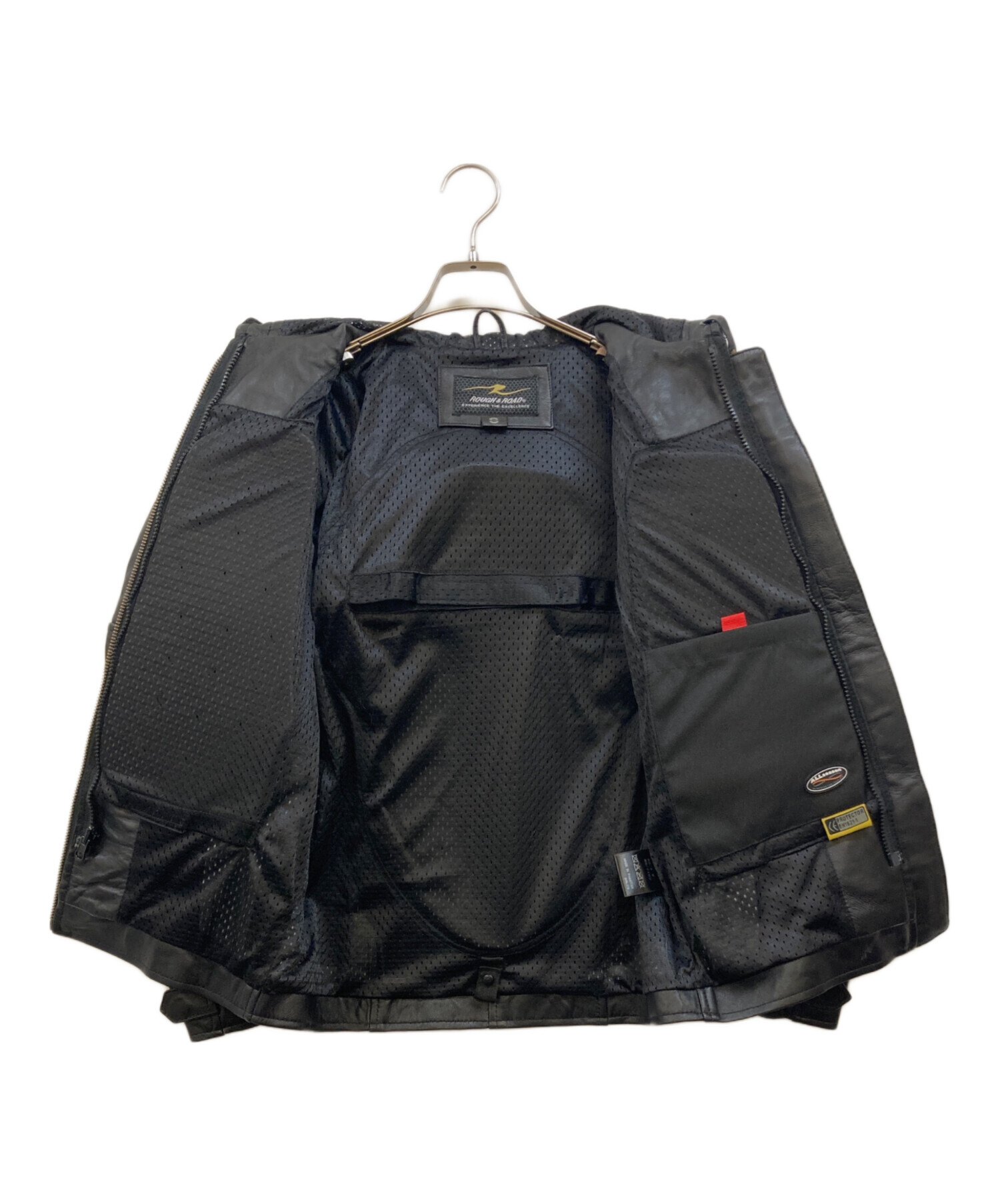 カッコいいゴアテックスジャケット 黒ROUGH&ROAD バイカージャケット 黒 中古・古着通販】ROUGH&ROAD (ラフアンドロード) ラムレザーバイカー