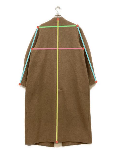 中古・古着通販】MANOF (マノフ) COLLARLESS LONG COAT ブラウン