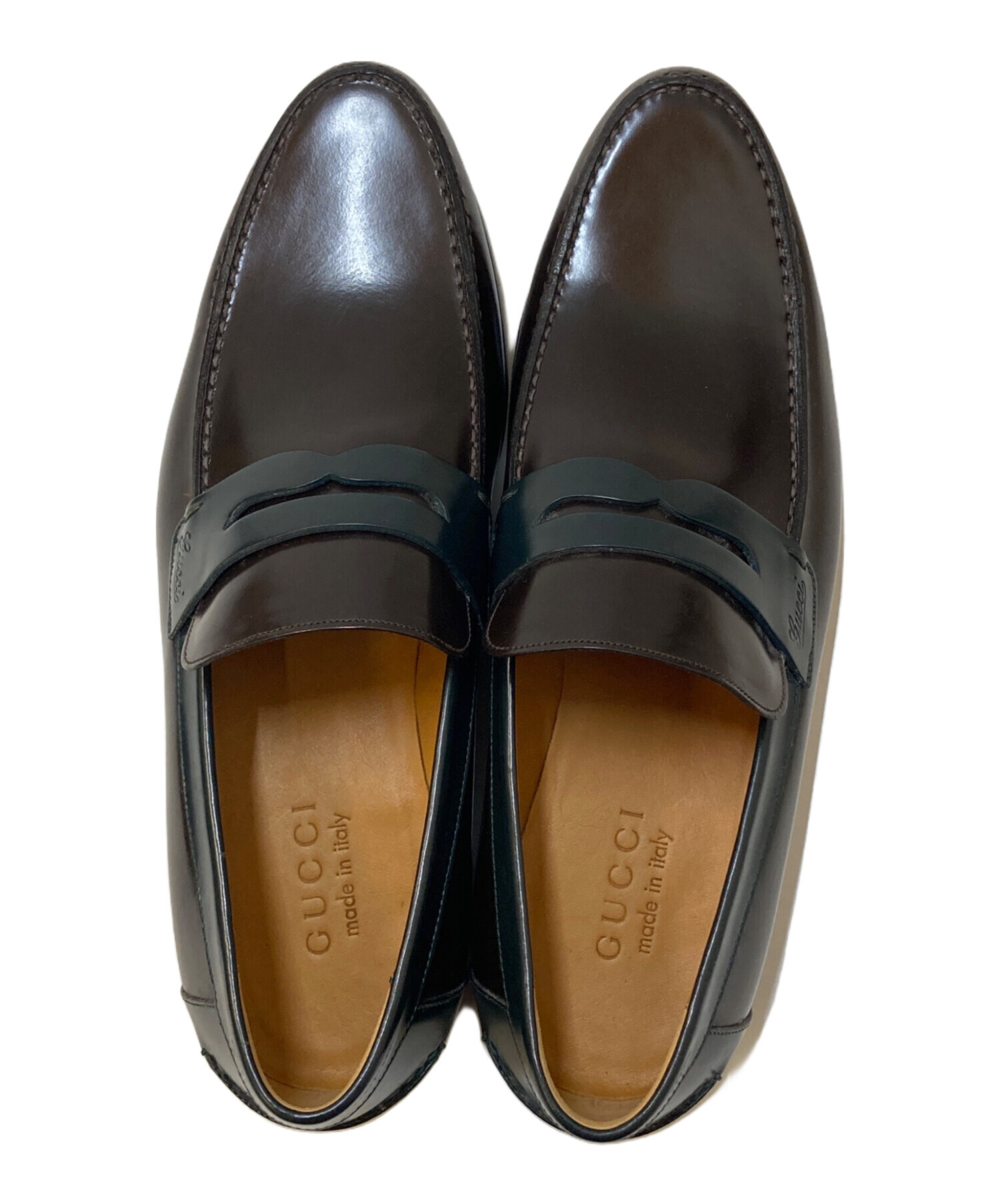 中古・古着通販】GUCCI (グッチ) ガラスレザーコインローファー