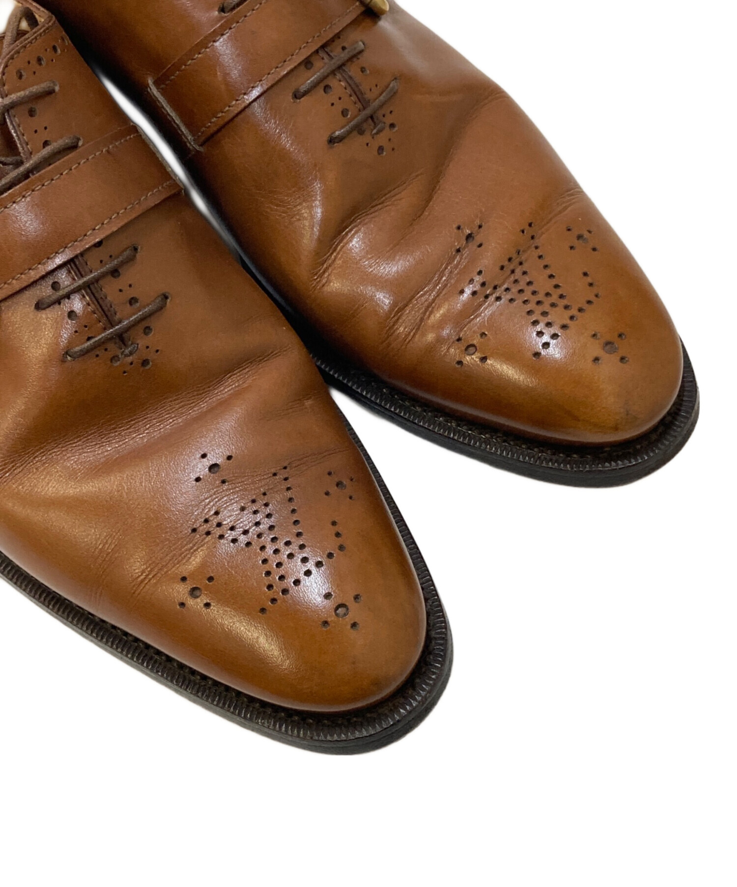 Louis Vuitton ブラウン レザーシューズ サイズ6 中古・古着通販】LOUIS VUITTON (ルイ ヴィトン) LVロゴパンチング