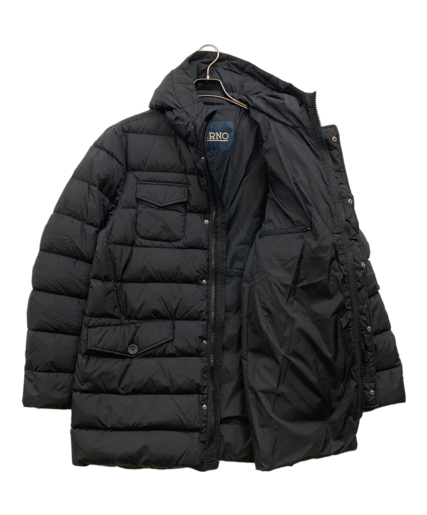 【訳あり】Hernoダウンジャケット 中古・古着通販】HERNO (ヘルノ) ダウンジャケット ブラック サイズ:54