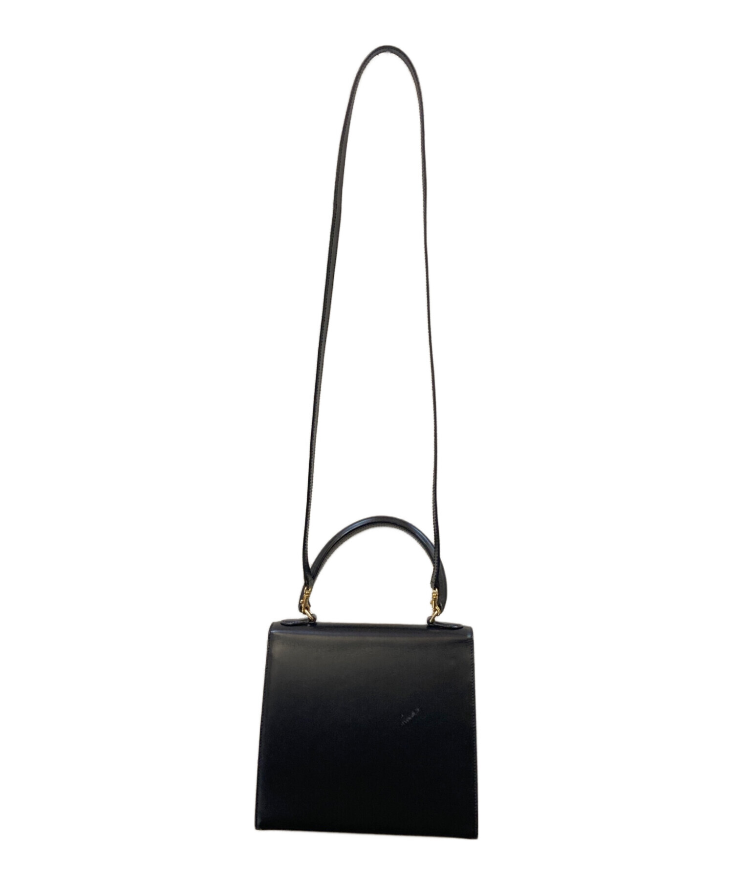 CELINE ブラック レザー　2way ハンドバッグ 中古・古着通販】CELINE (セリーヌ) 2WAYレザーハンドバッグ ブラック