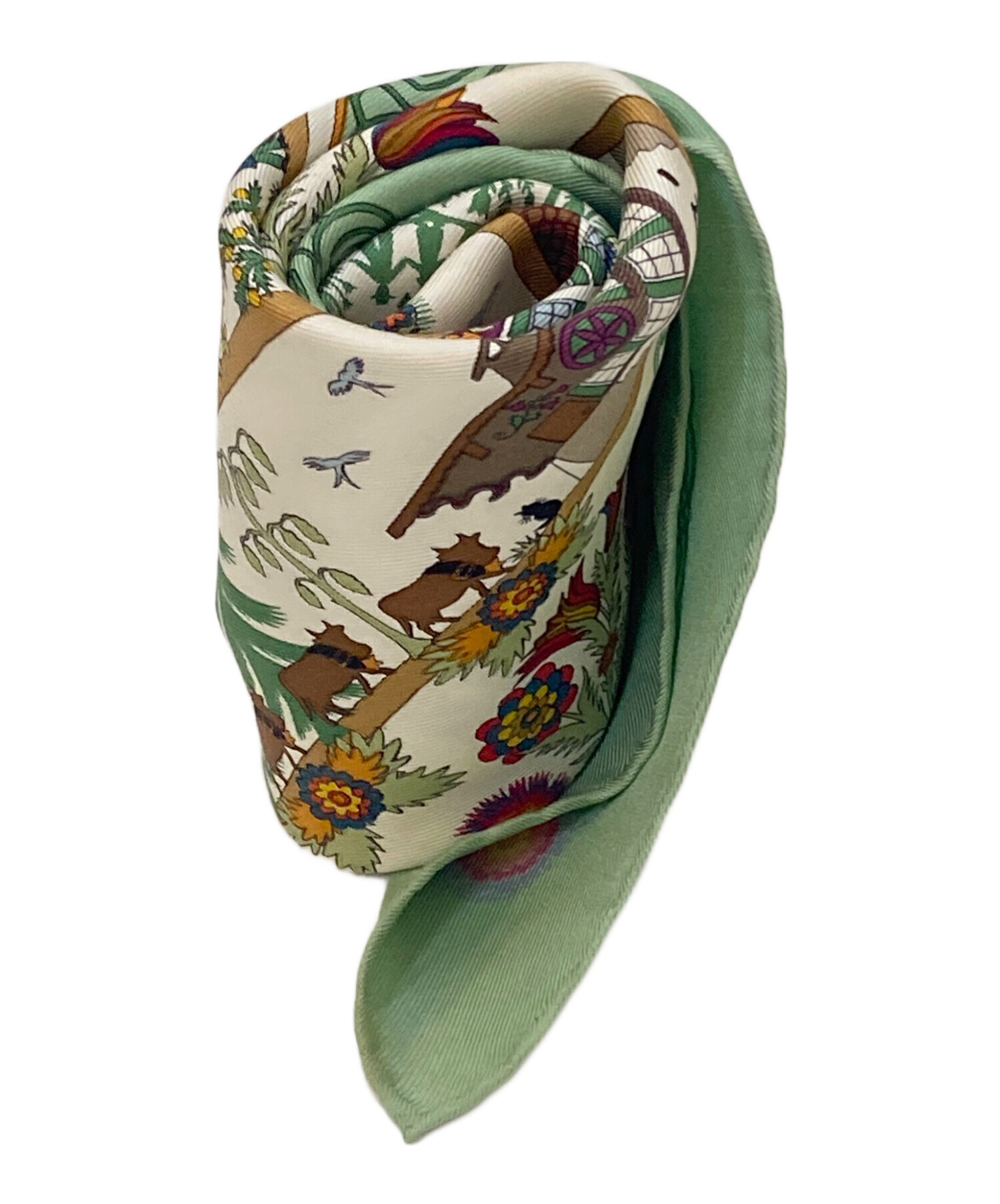 中古・古着通販】HERMES (エルメス) カレ45 シルクスカーフ グリーン