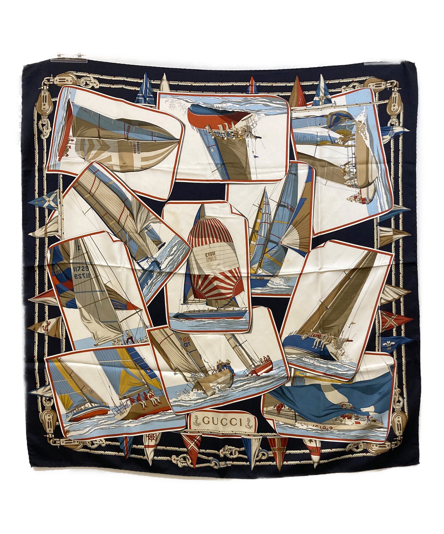 中古・古着通販】GUCCI (グッチ) セーリングモチーフシルクスカーフ