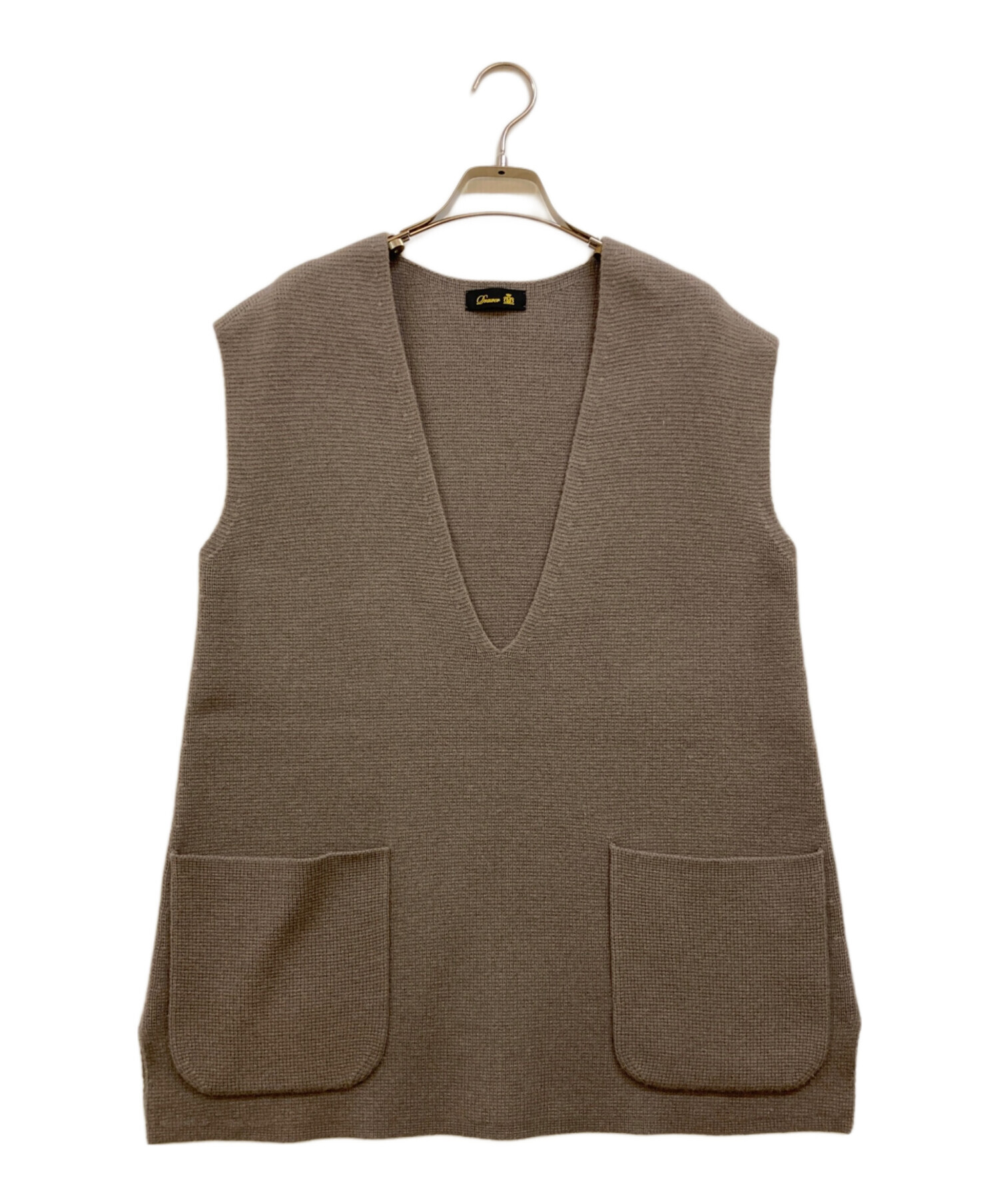 美品⁑ドゥロワー　ウールカシミヤ ミラノ編みVネックニットジレ　ベスト　ブラック 中古・古着通販】DRAWER (ドゥロワー) 9Gウールカシミヤ ミラノ編み V