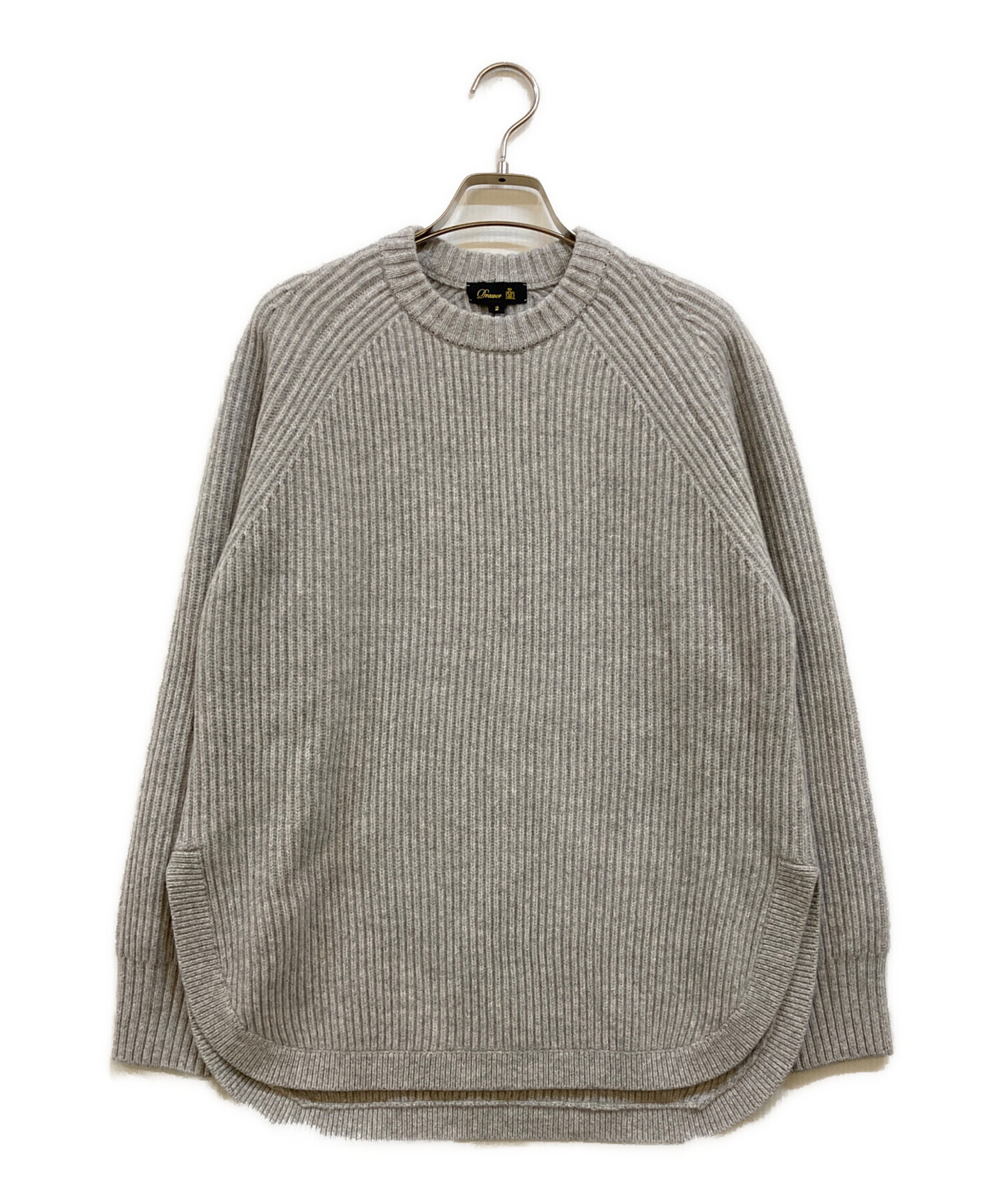 【最終価格】Drawer カシミア混ニット 中古・古着通販】DRAWER (ドゥロワー) 5Gウールカシミヤ畔編みクルー