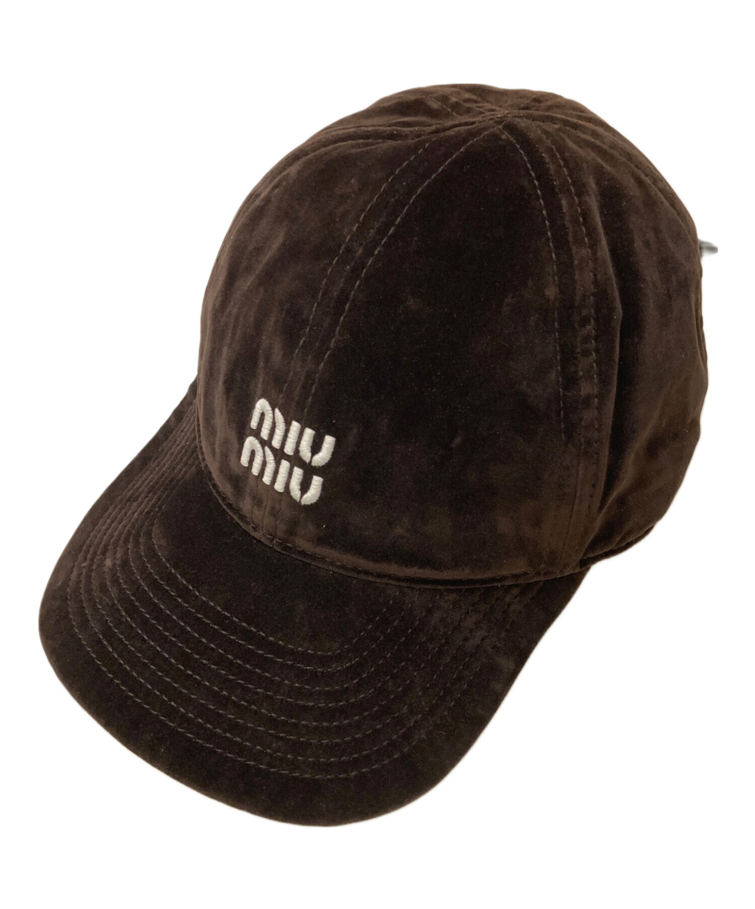 中古・古着通販】MIU MIU (ミュウミュウ) ロゴ刺繍 ベルベット ベース