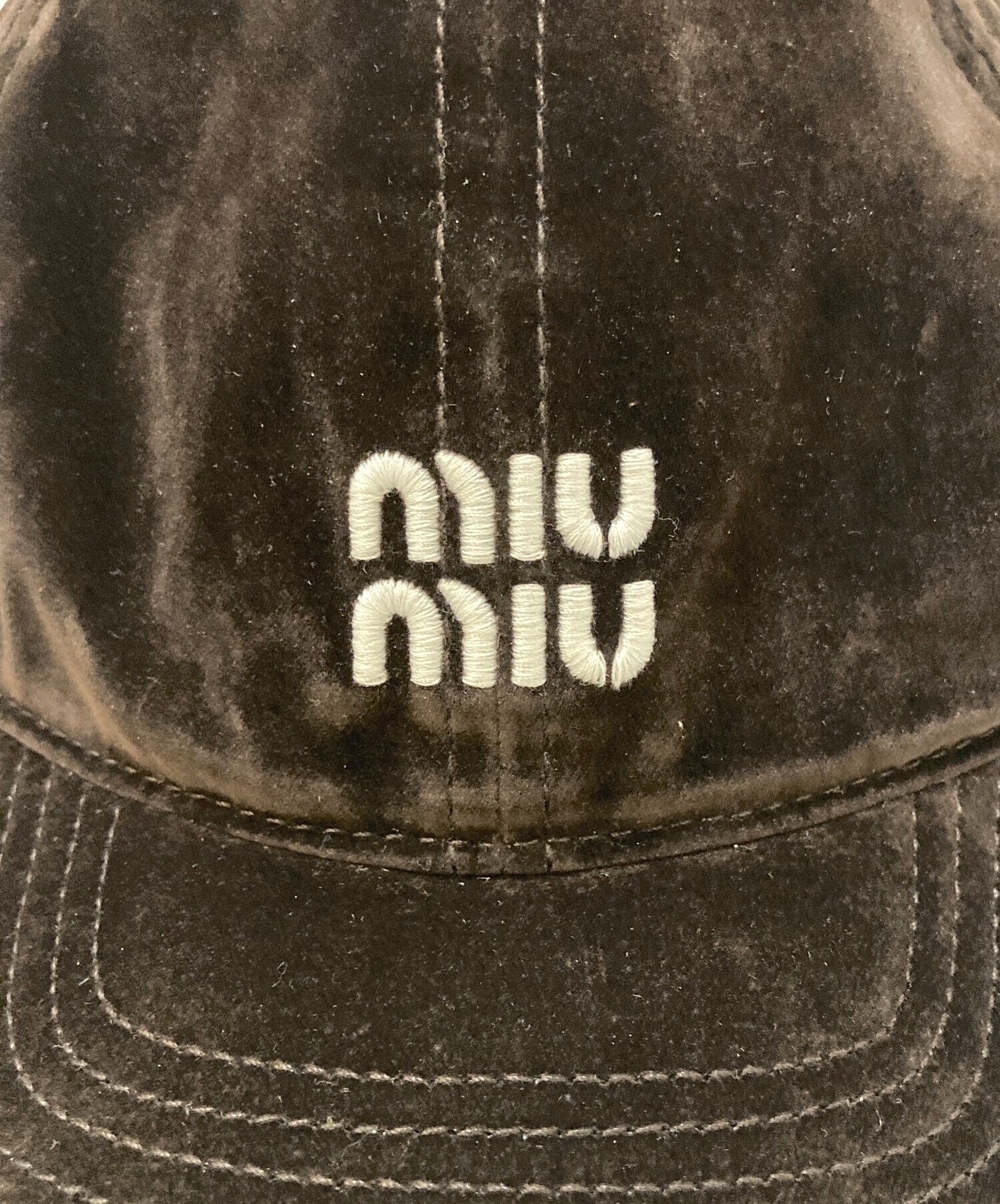 中古・古着通販】MIU MIU (ミュウミュウ) ロゴ刺繍 ベルベット ベース