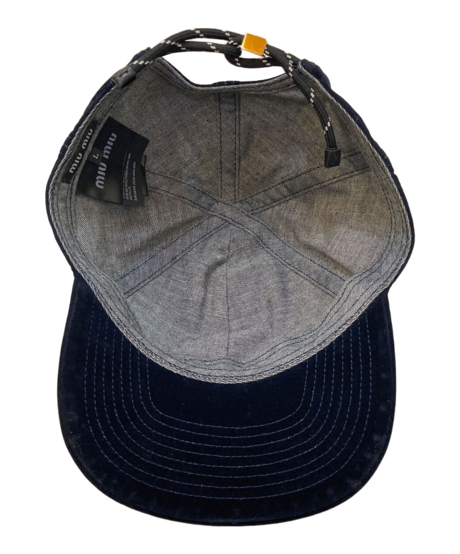 中古・古着通販】MIU MIU (ミュウミュウ) ロゴ刺繍 ベルベット ベース