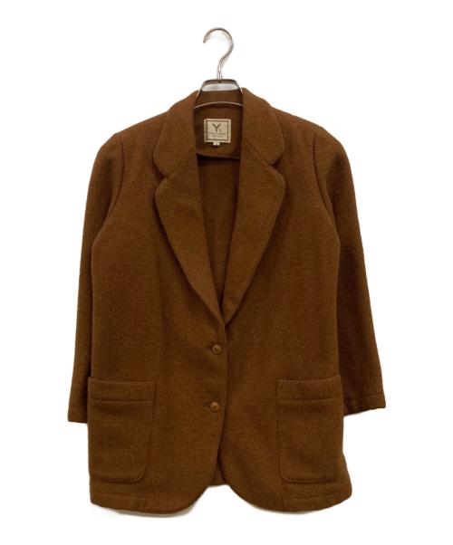 【中古】ワイズ Y's ニット ジャケット テーラード 長袖 ダブル ウール ブラウン系 ※EKM レディース 中古・古着通販】Y's (ワイズ) ウールテーラードジャケット ブラウン