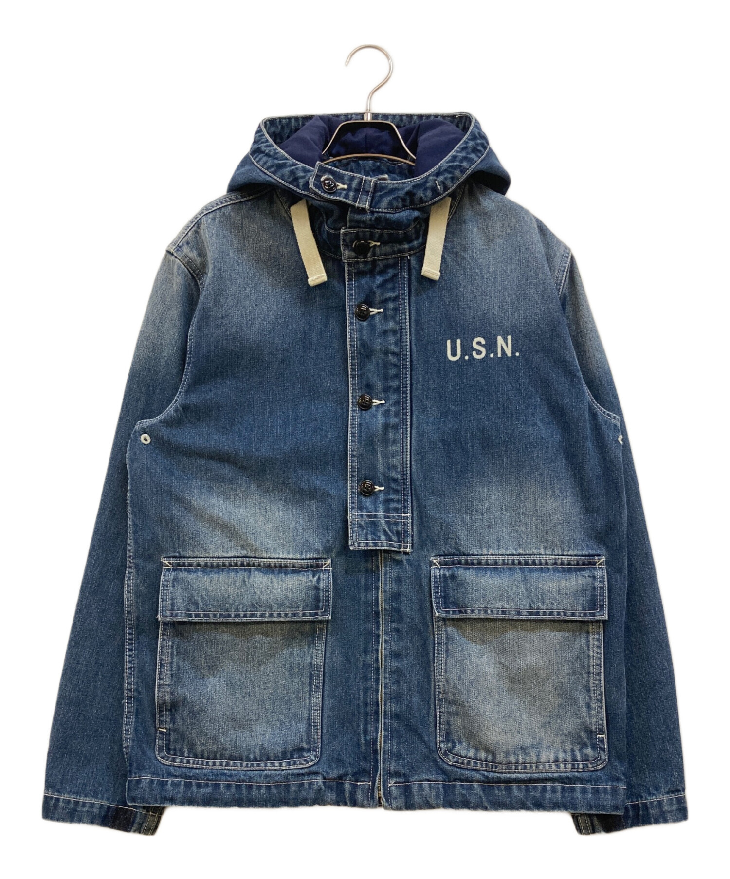 HOUSTON デニム フード付きジャケット 中古・古着通販】HOUSTON (ヒューストン) U.S.N. フード付きデニム