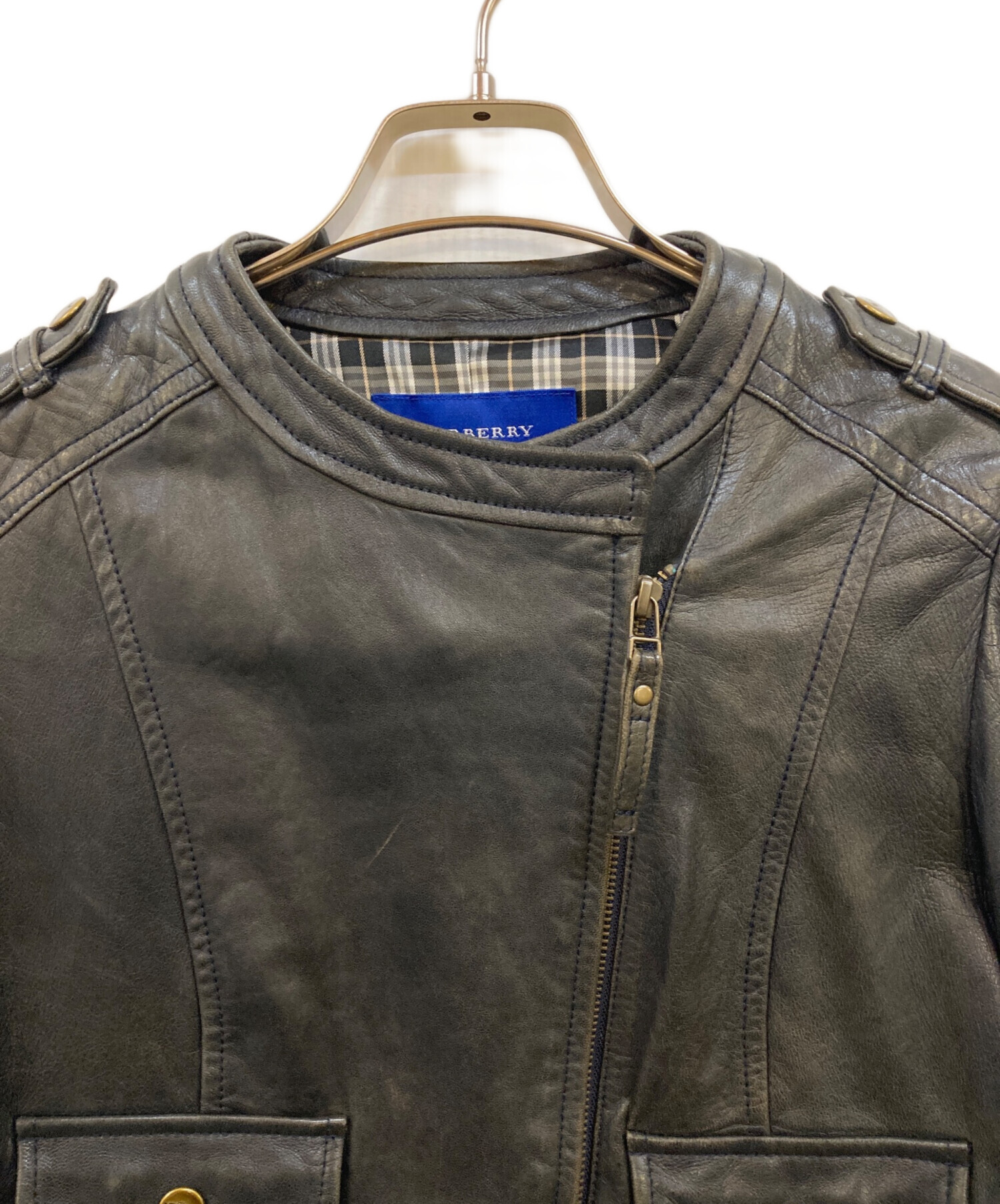 希少 BURBERRY LONDON バーバリーロンドン レザージャケット 38 希少 BURBERRY LONDON ノバチェック レザージャケット 38