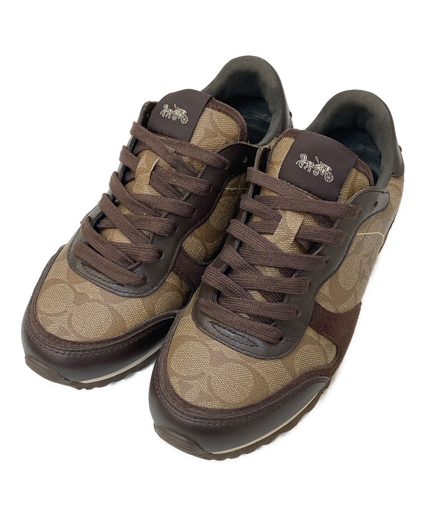 美品！COACH シグネチャー ブラウン スニーカー 中古・古着通販】COACH (コーチ) シグネチャー 総柄スニーカー