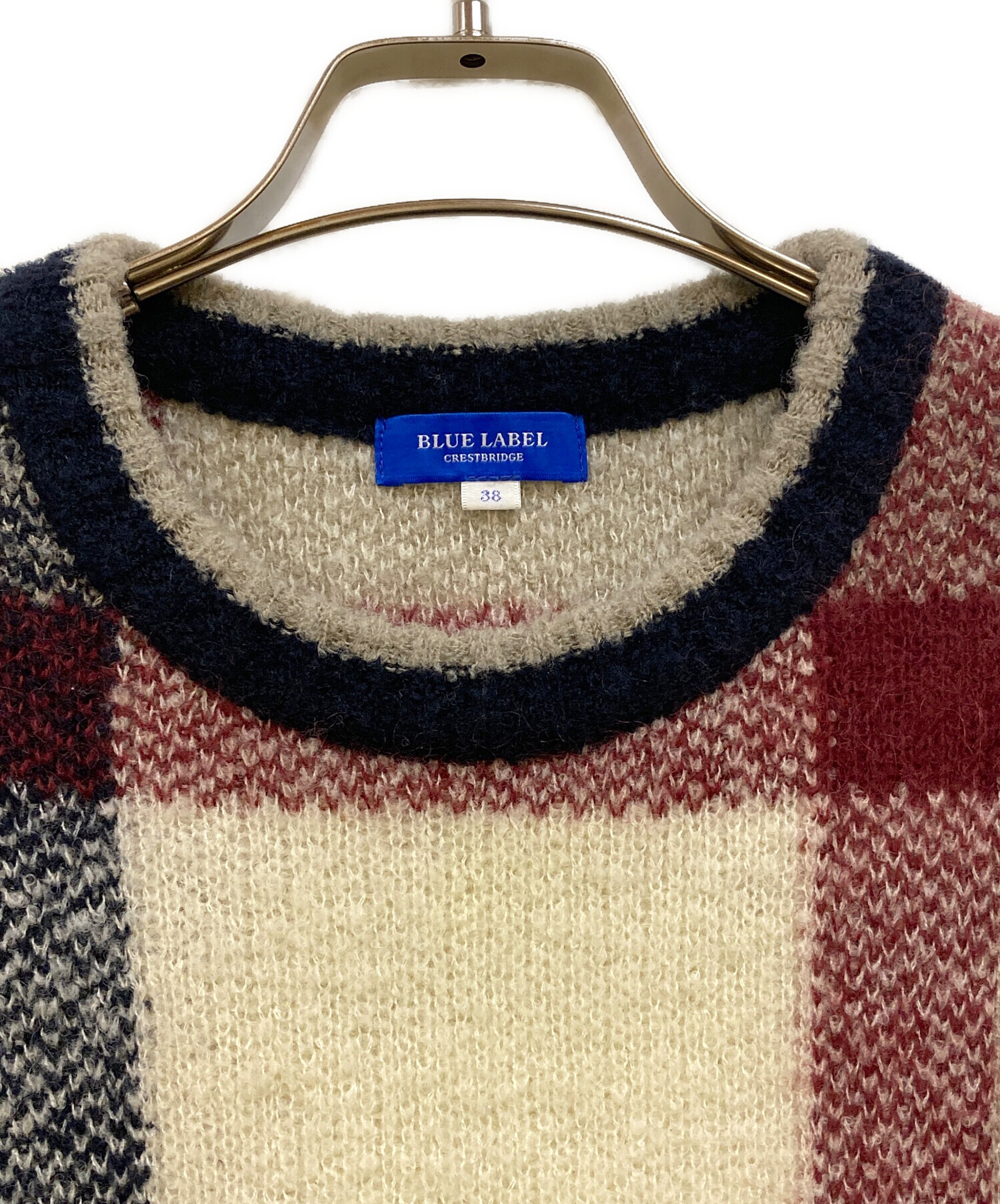 新品タグ付　ブルーレーベルクレストブリッジ後ろチェックセーター38 中古・古着通販】BLUE LABEL CRESTBRIDGE (ブルーレーベルクレスト