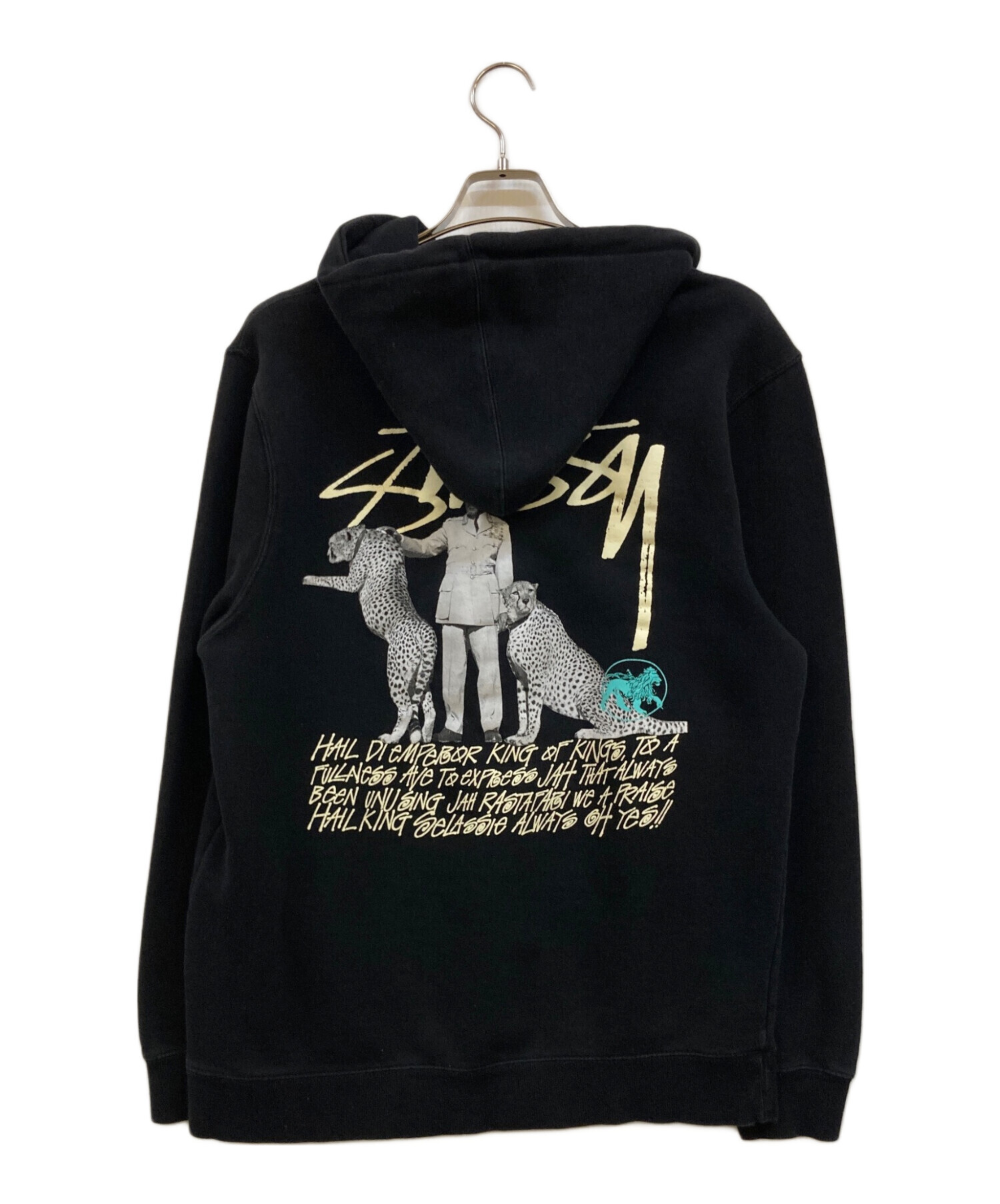00s Old Stussy プリントデザイン パーカー ブラックM 中古・古着通販】stussy (ステューシー) プリントパーカー ブラック