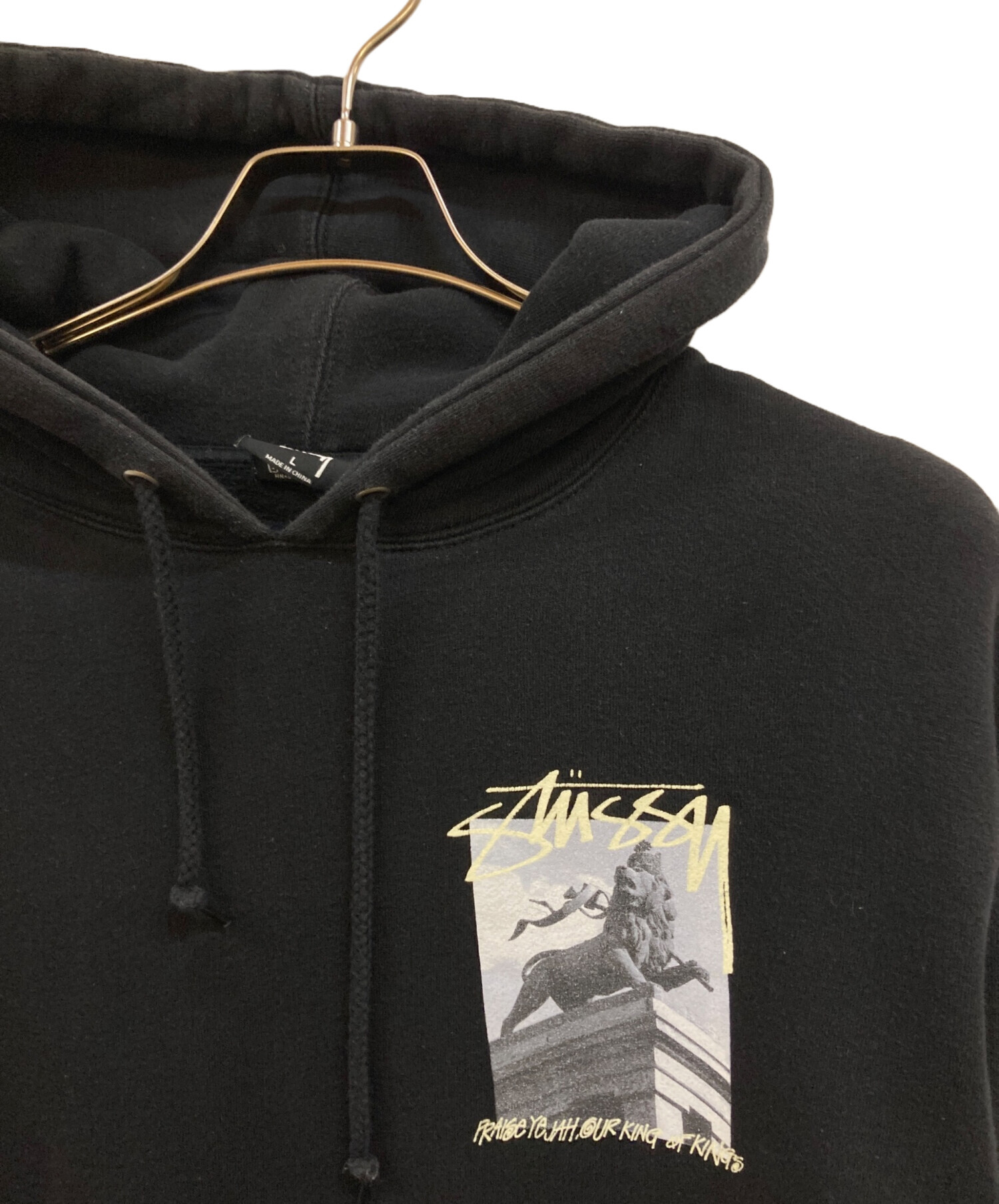 00s Old Stussy プリントデザイン パーカー ブラックM 中古・古着通販】stussy (ステューシー) プリントパーカー ブラック