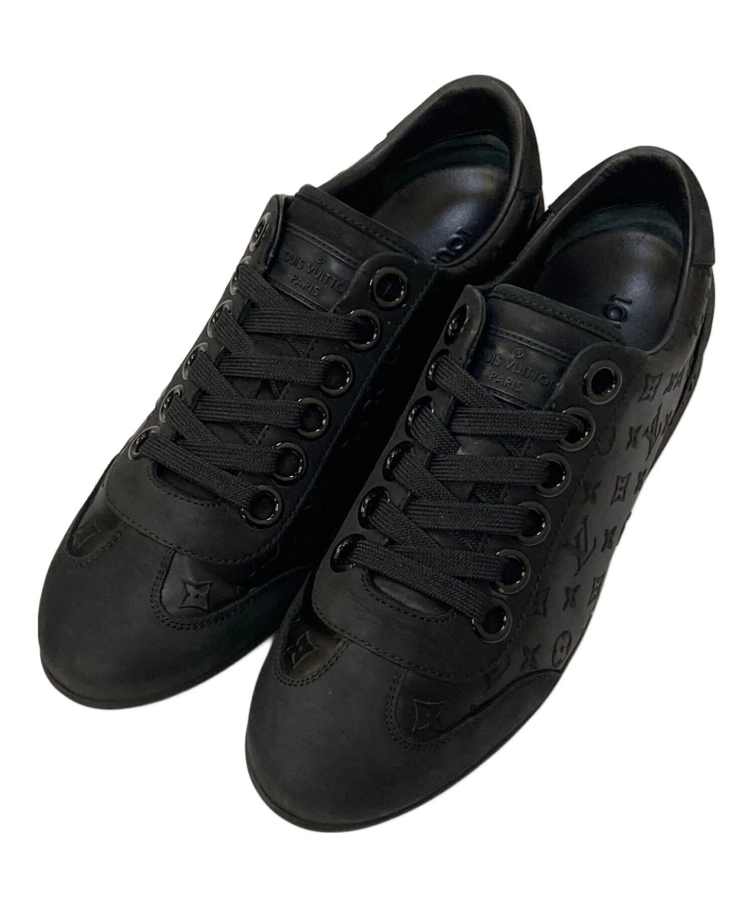 LOUIS VUITTON ルイヴィトン シューズ 38 ブラック レディース 中古・古着通販】LOUIS VUITTON (ルイ ヴィトン) モノグラム サテン