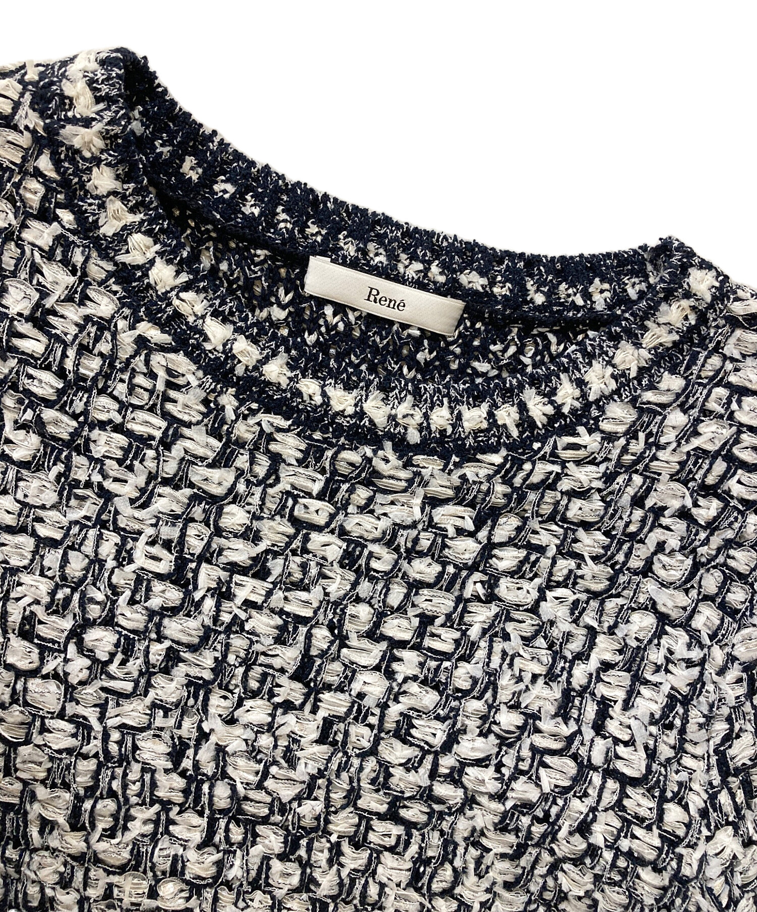 中古・古着通販】Rene (ルネ) パール付 ツイードチュニックニット